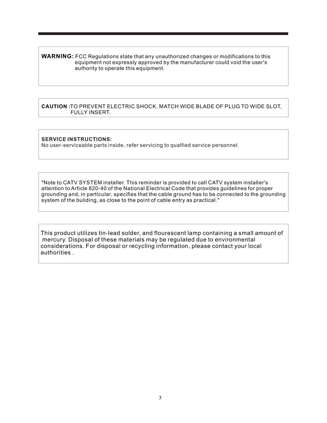 Magnasonic MLD1525 instruction manual Service Instructions 