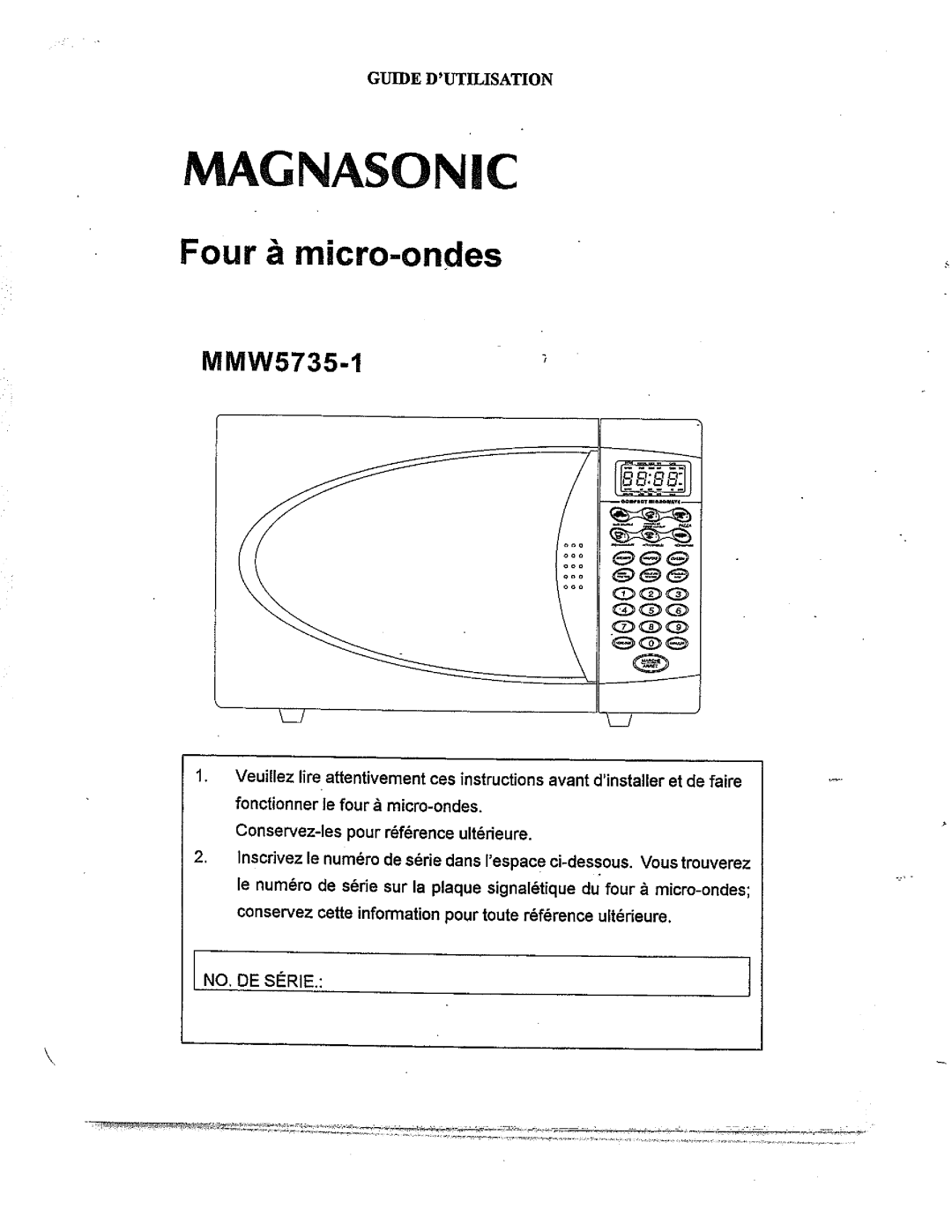 Magnasonic MMW5735-1 manual 