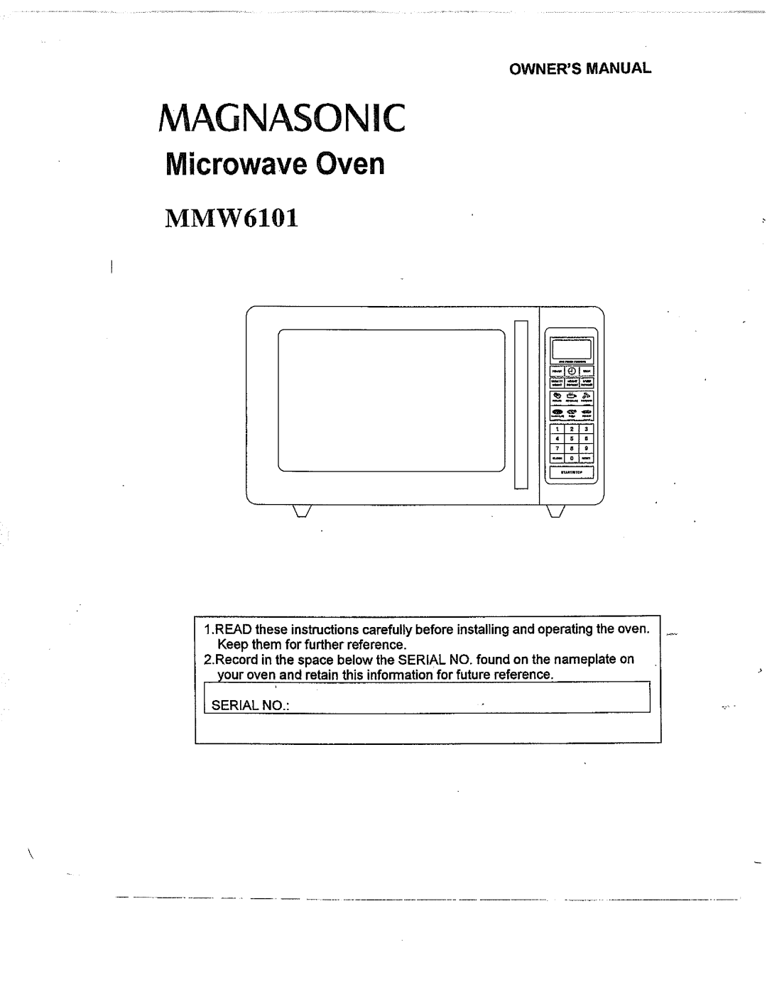 Magnasonic MMW6101 manual 