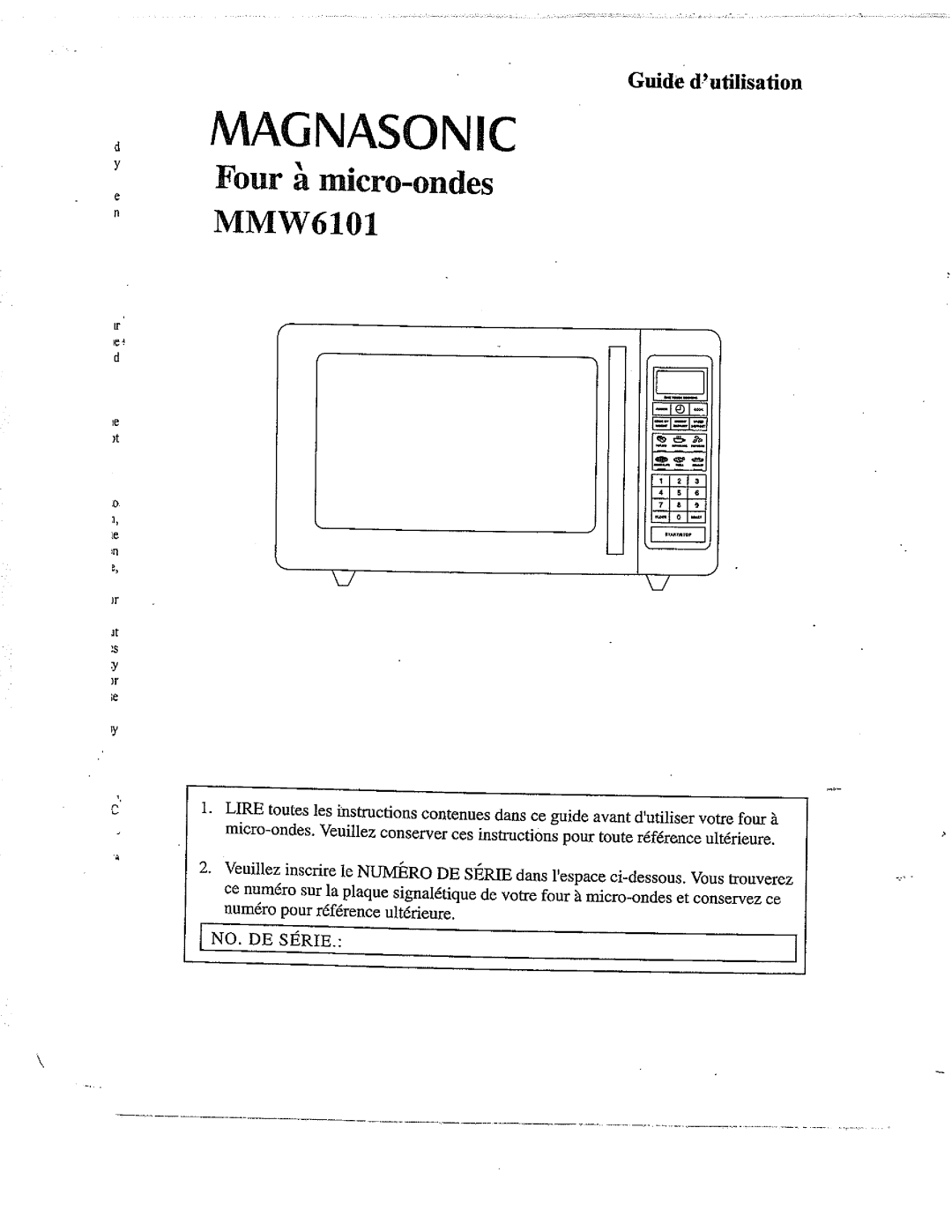 Magnasonic MMW6101 manual 