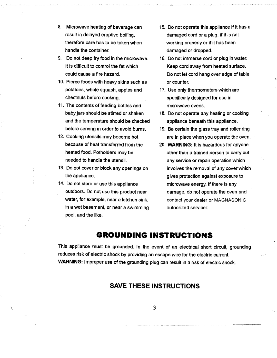 Magnasonic MMW6101 manual 