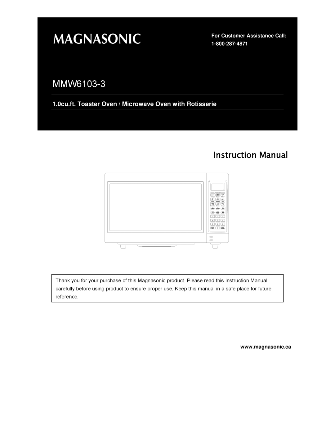 Magnasonic MMW6103-3 instruction manual 