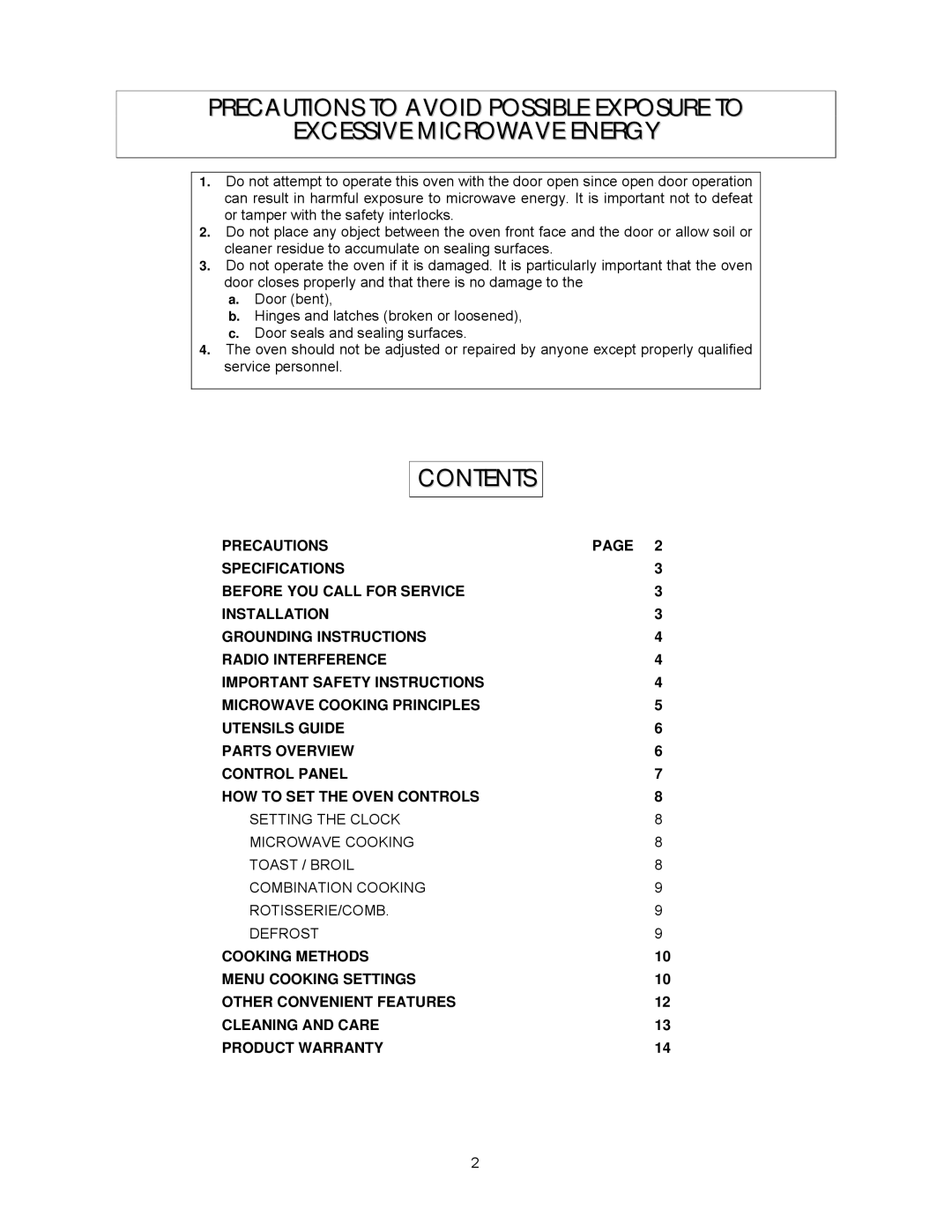 Magnasonic MMW6103-3 instruction manual Contents 