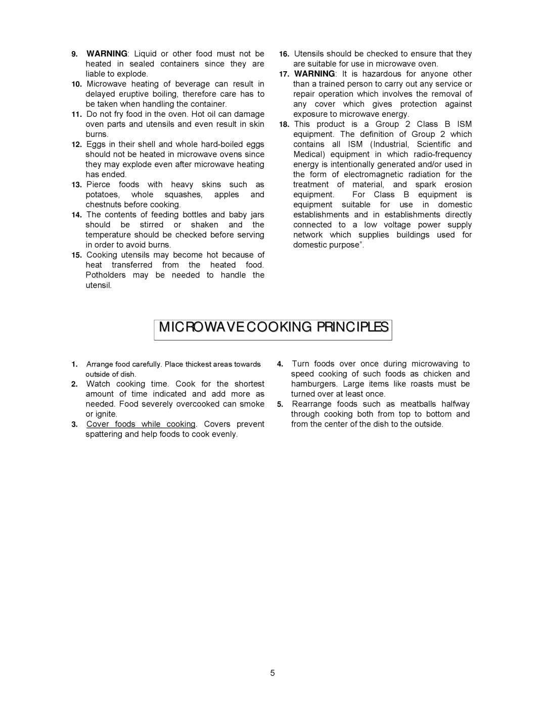 Magnasonic MMW6103-3 instruction manual Microwave Cooking Principles 