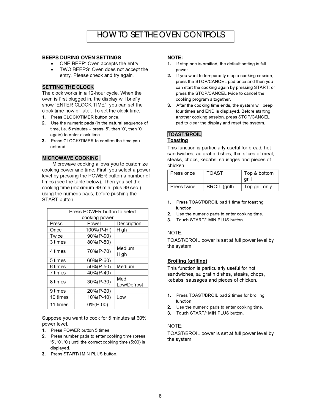 Magnasonic MMW6103-3 instruction manual HOW to SET the Oven Controls, Beeps During Oven Settings, Microwave Cooking 