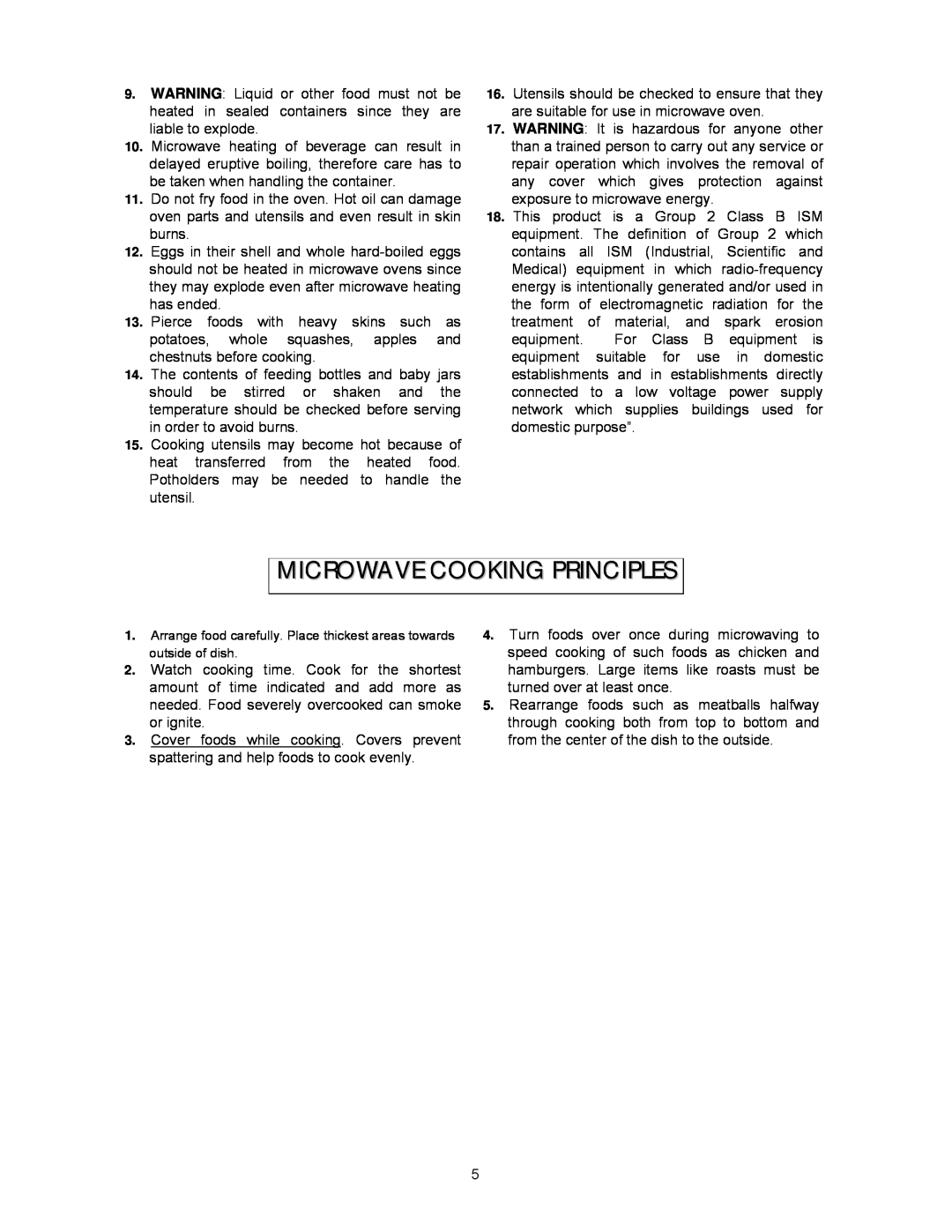 Magnasonic MMW6103-3 instruction manual Microwave Cooking Principles 