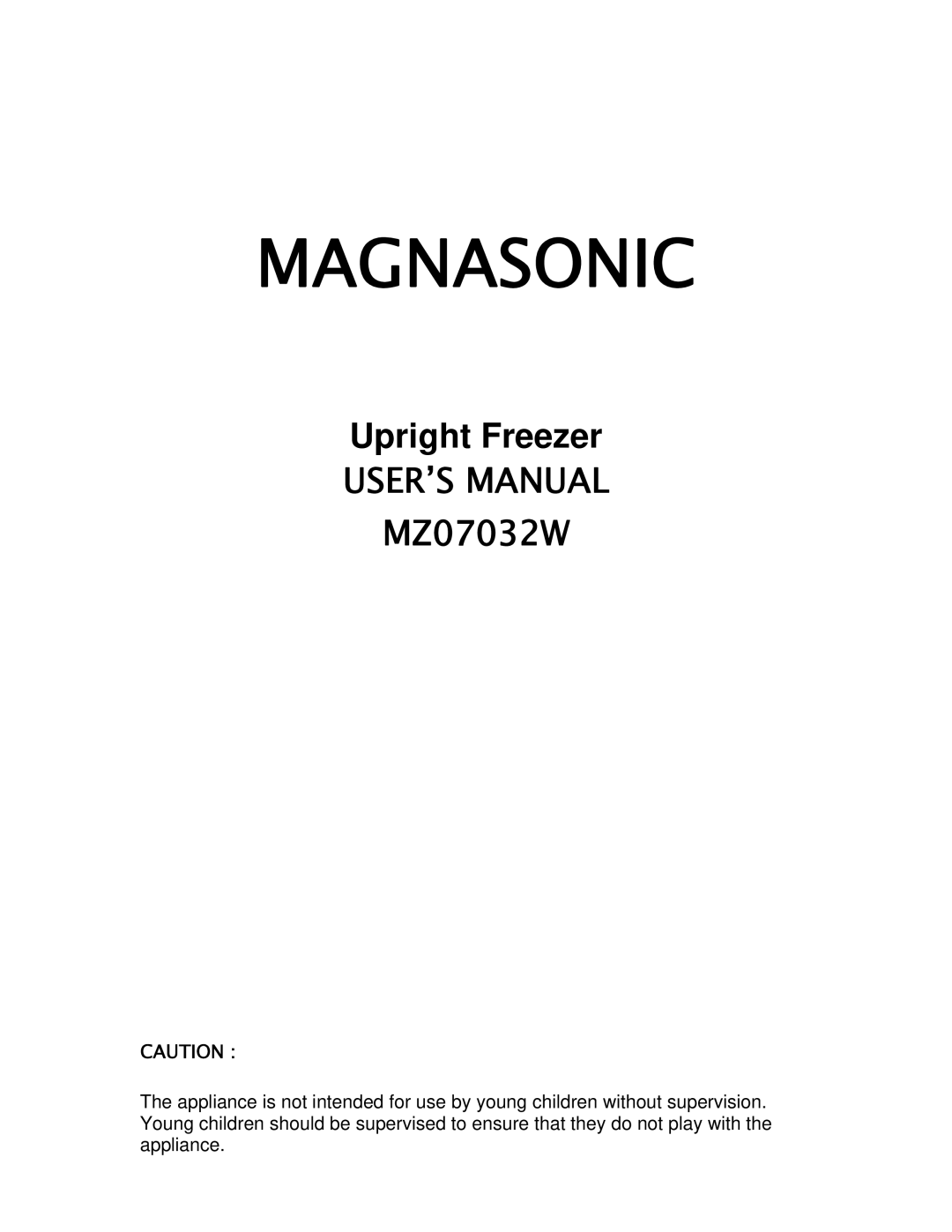 Magnasonic MZ07032W instruction manual Magnasonic 