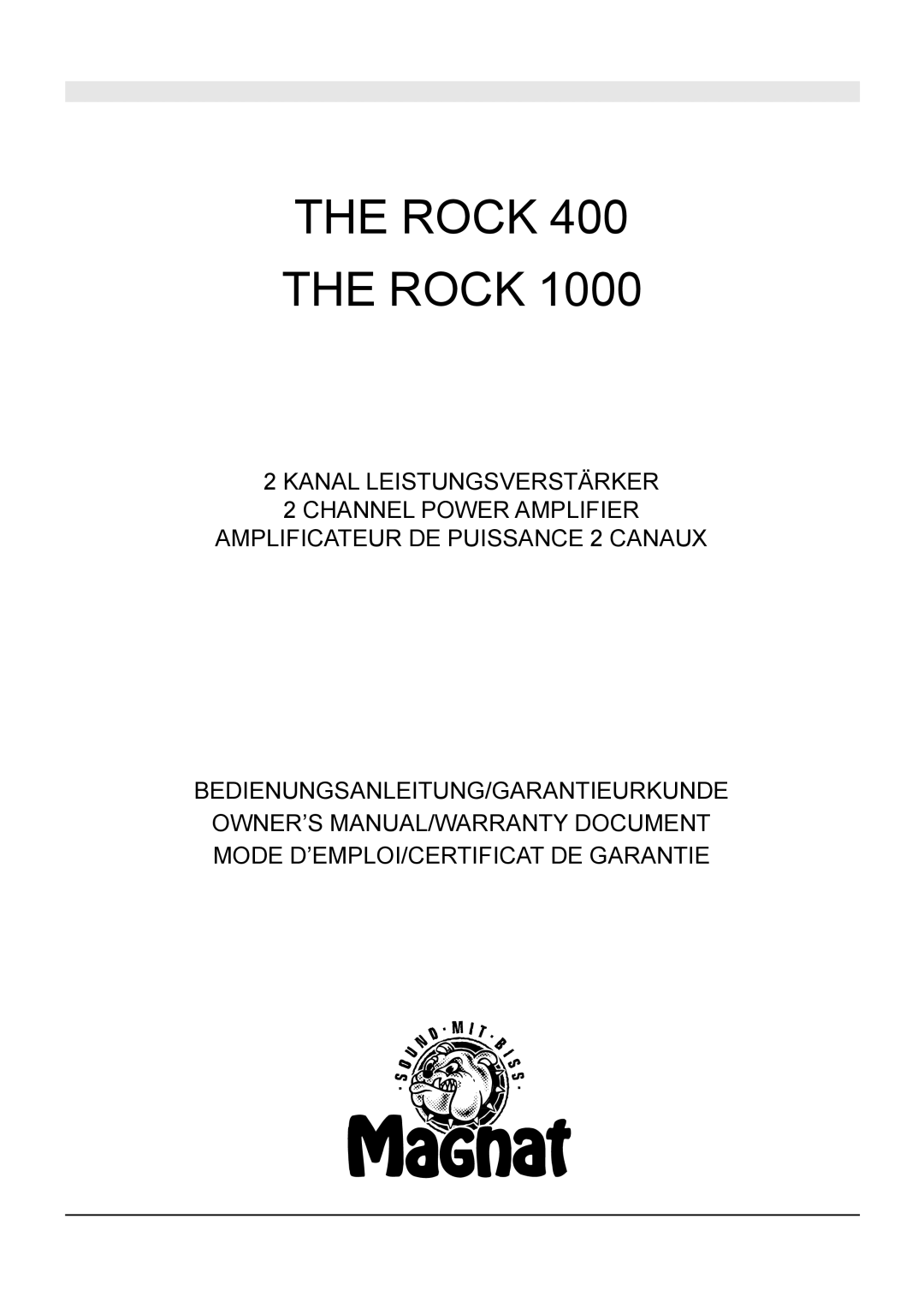 Magnat Audio 400 / 1000 owner manual Rock 