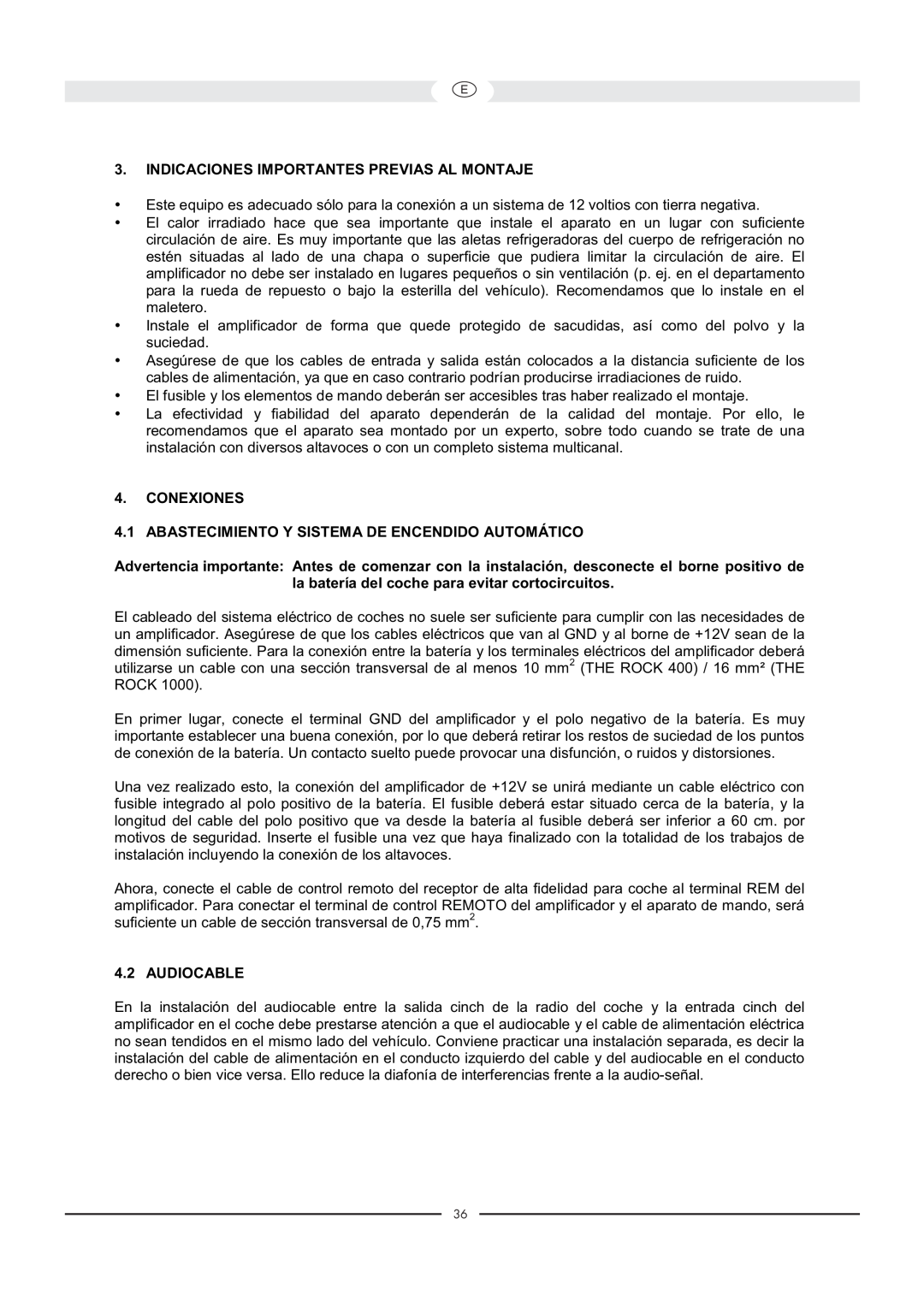Magnat Audio 400 / 1000 owner manual Indicaciones Importantes Previas Al Montaje, Conexiones, Audiocable 