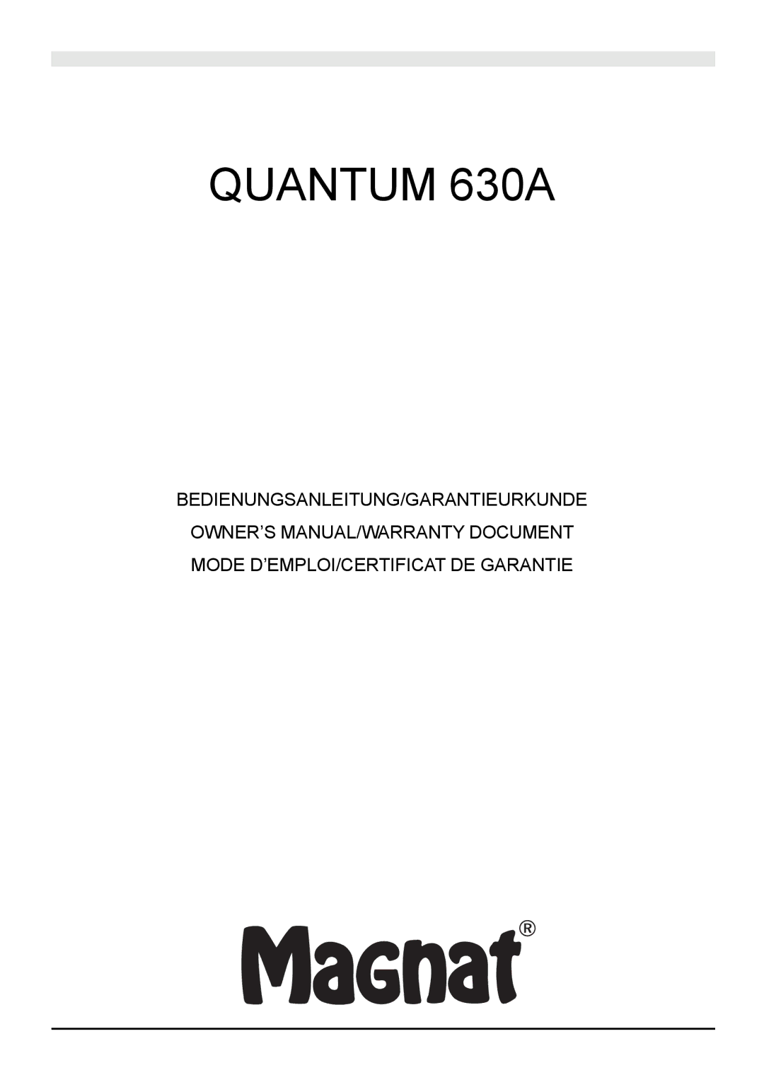 Magnat Audio owner manual Quantum 630A 