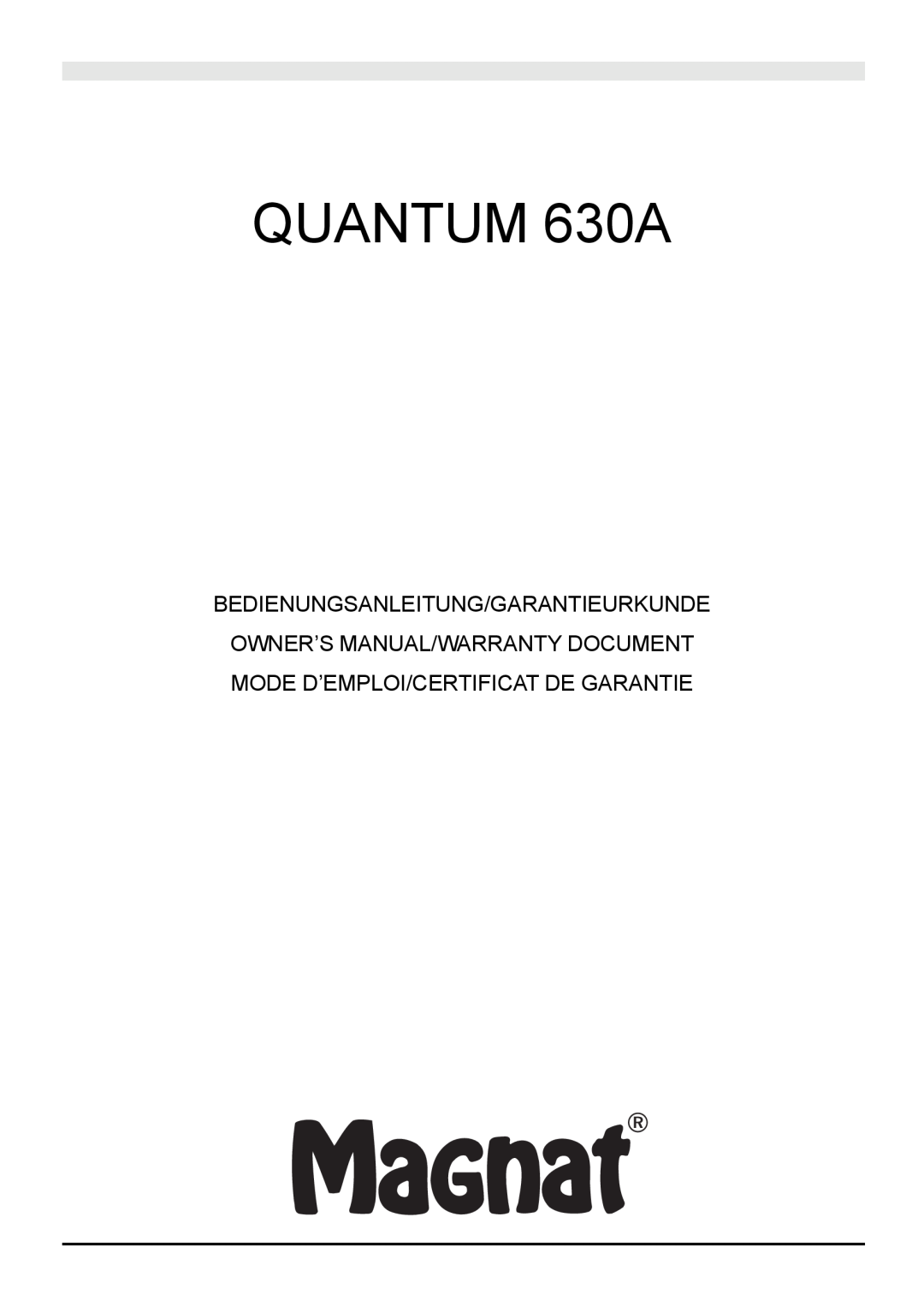 Magnat Audio owner manual QUANTUM 630A 