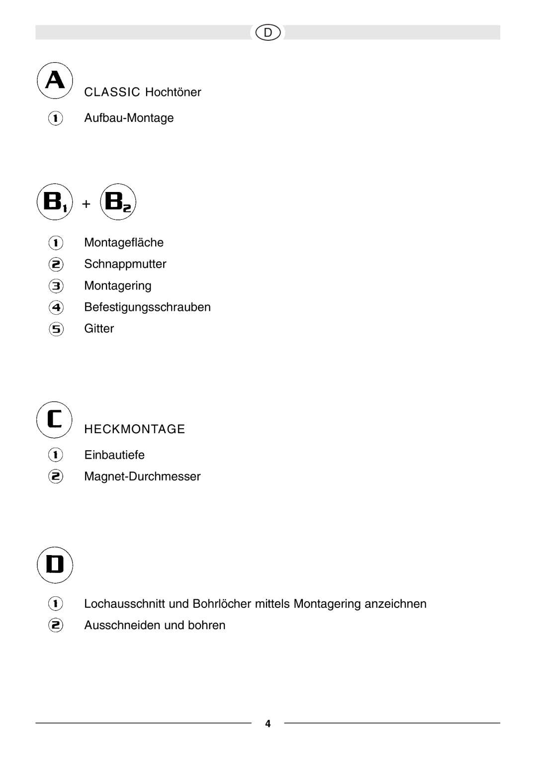 Magnat Audio 163, 694, 216, 213, 316, 102, 132 owner manual Heckmontage 