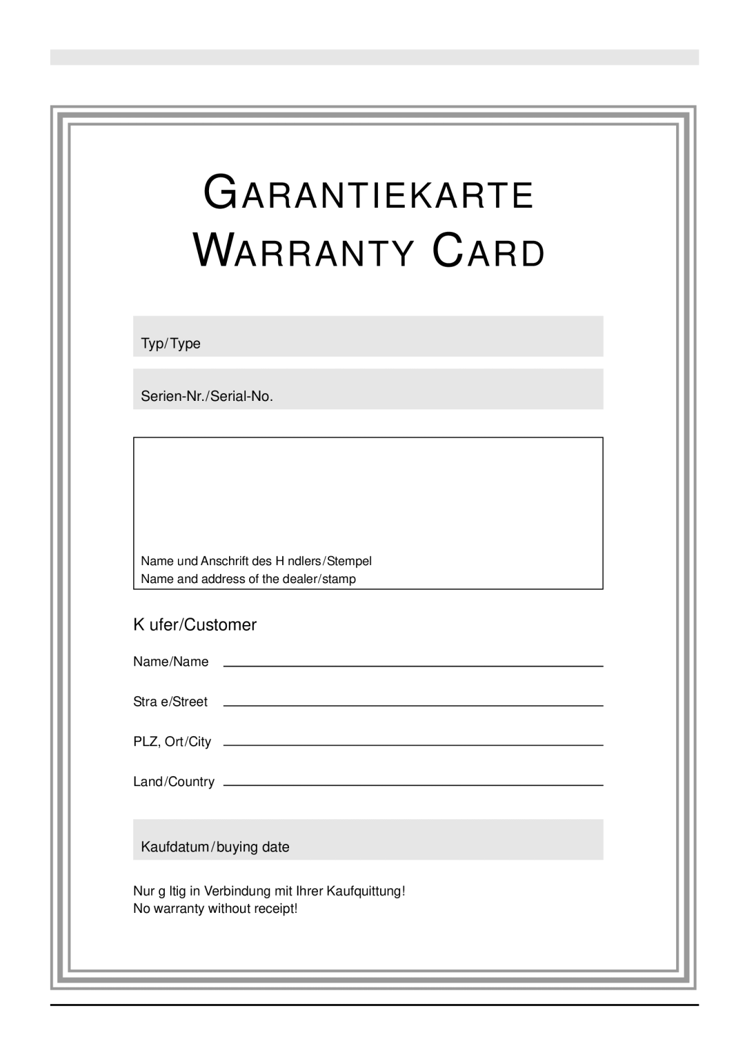 Magnat Audio 163, 694, 216, 213, 316, 102, 132 owner manual Garantiekarte Warranty Card 