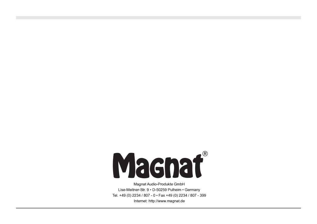 Magnat Audio MC 1 manual 