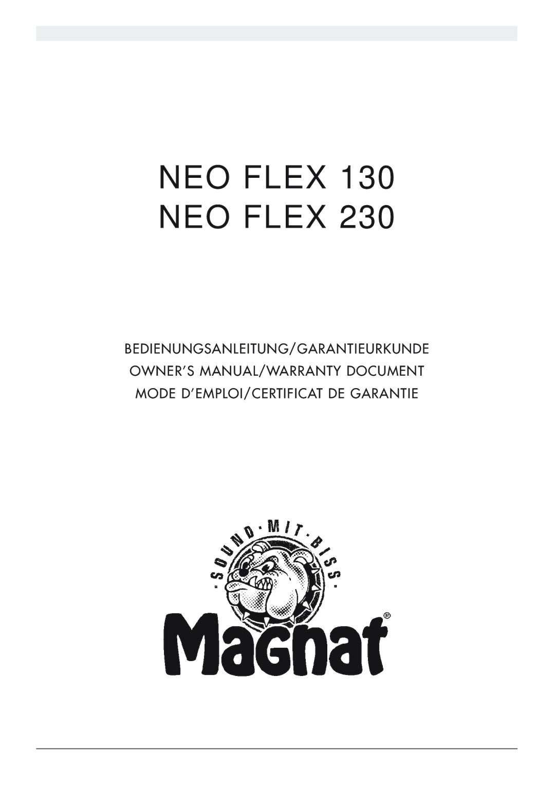 Magnat Audio Neo Flex 130 owner manual NEO Flex 