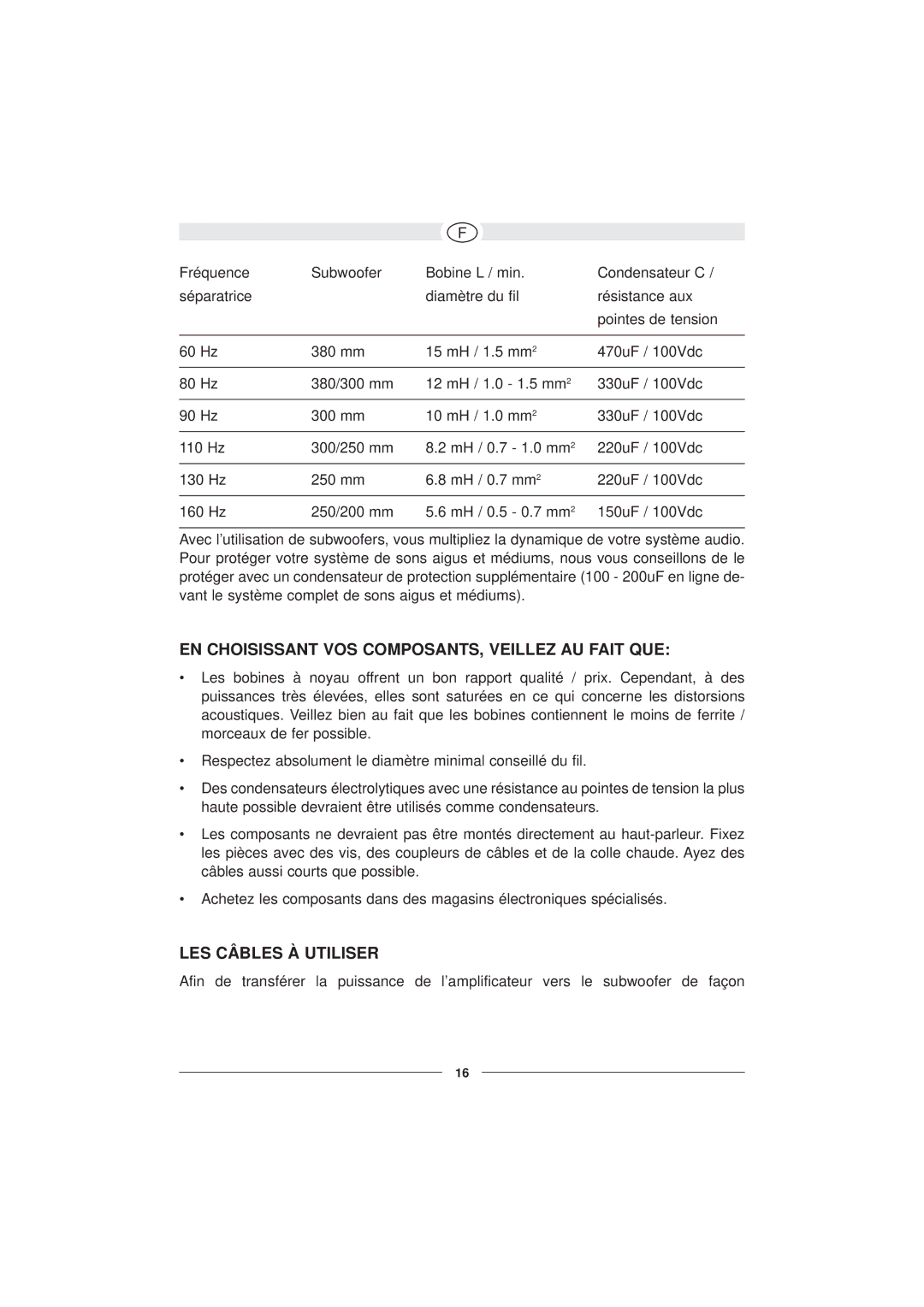 Magnat Audio Neo Flex 130 owner manual EN Choisissant VOS COMPOSANTS, Veillez AU Fait QUE, LES Câbles À Utiliser 