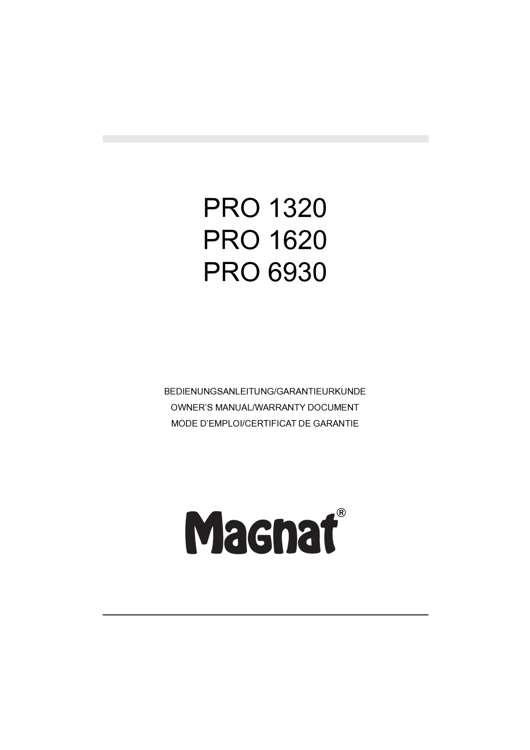 Magnat Audio PRO 6930, PRO 1320, PRO 1620 owner manual Pro 