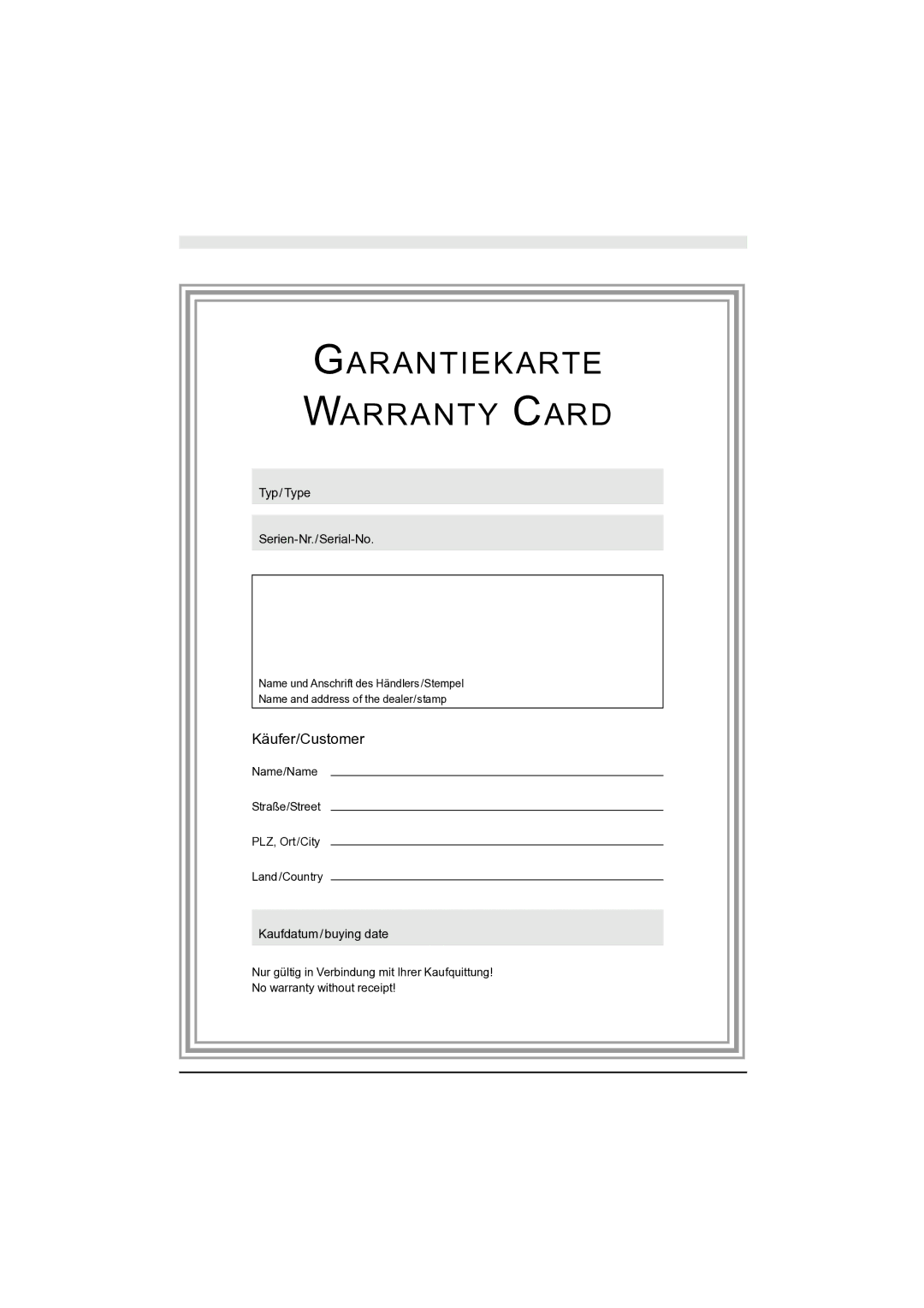 Magnat Audio PRO 1320, PRO 6930, PRO 1620 owner manual Garantiekarte Warranty Card 