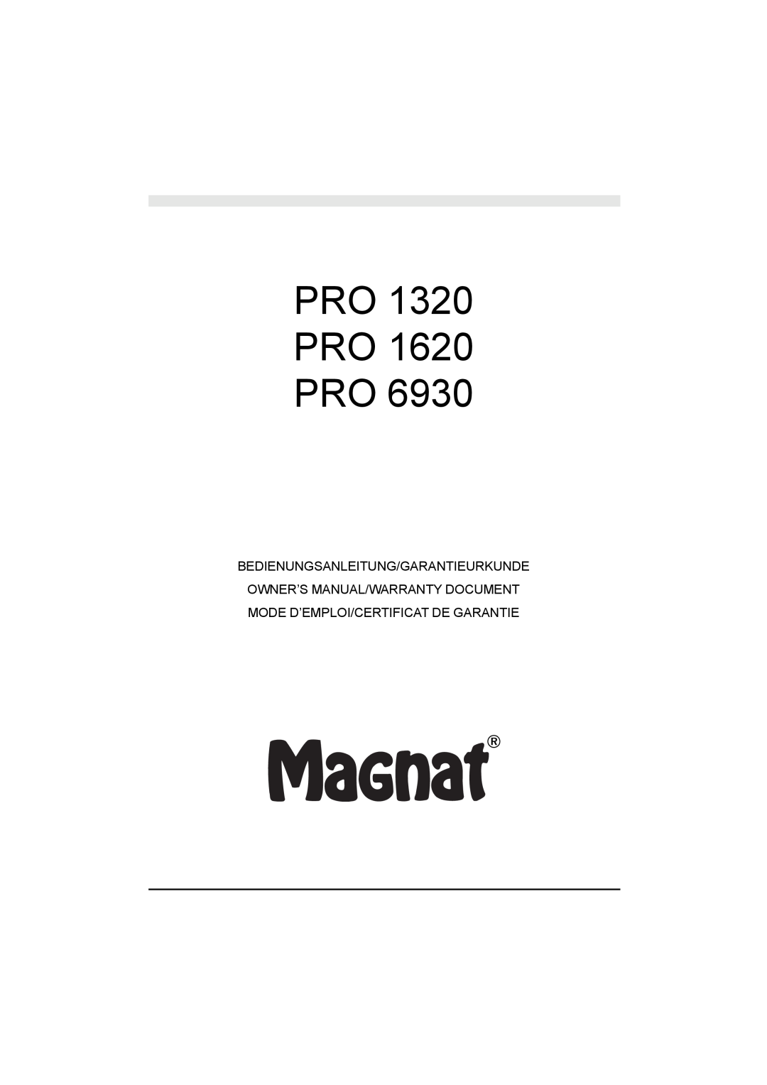 Magnat Audio PRO 6930, PRO 1320, PRO 1620 owner manual Pro Pro Pro 