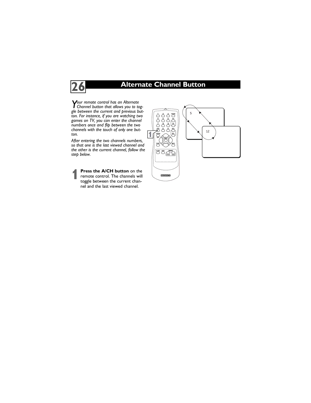 Magnavox 13MT1432/17, 13MT1433/17 user manual Alternate Channel Button 