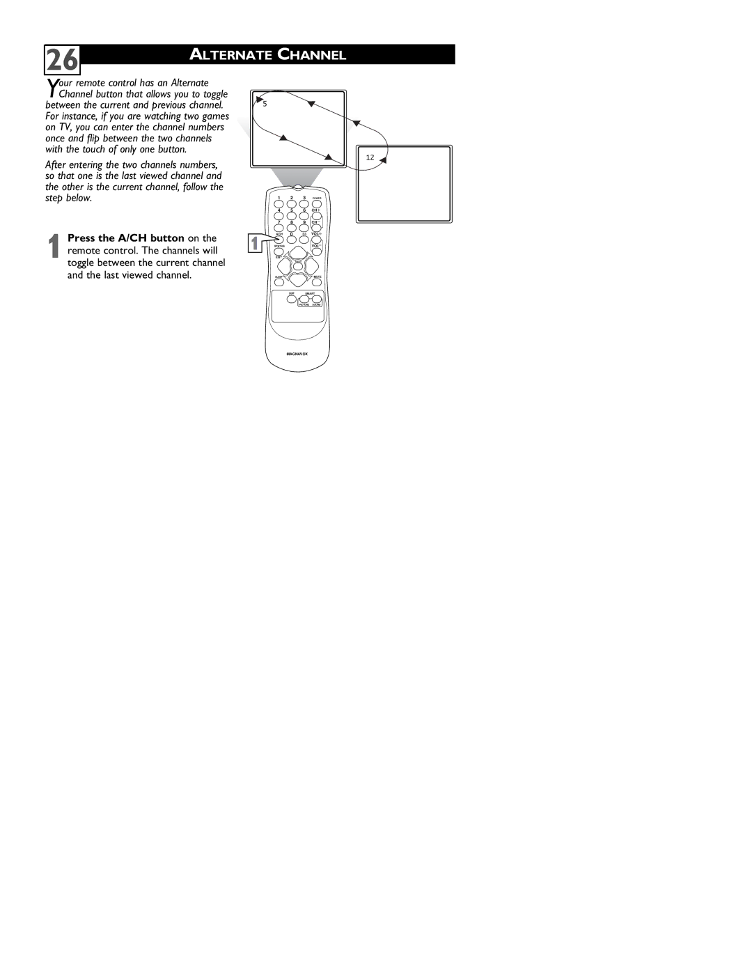 Magnavox 13MT143S, 20MT133S, 20MS233S user manual Alternate Channel 