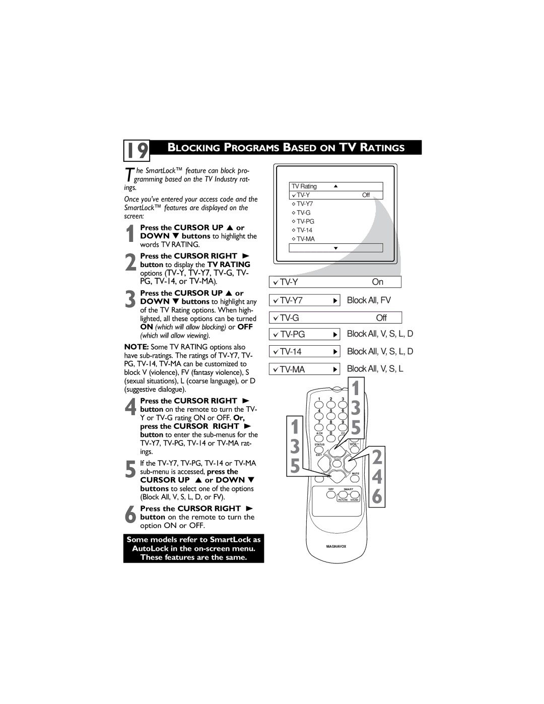 Magnavox 14MS2331/17, 20MS2331/17, 20MS2331/37R user manual Blocking Programs Based on TV Ratings, Tv-Ma 