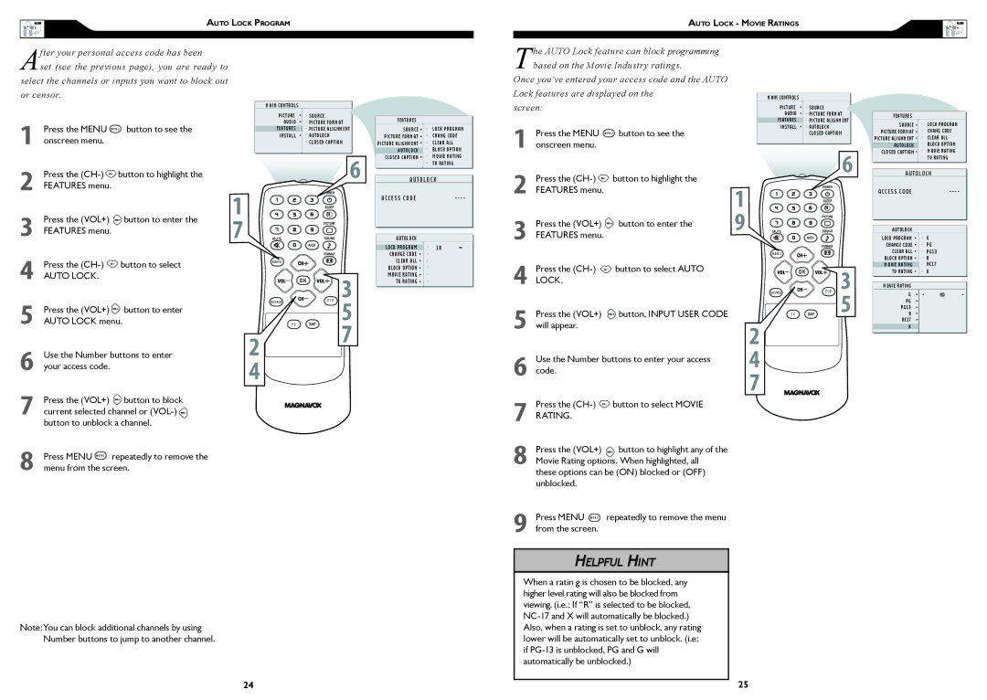 Magnavox 15MF Series owner manual Auto Lock, Screen 