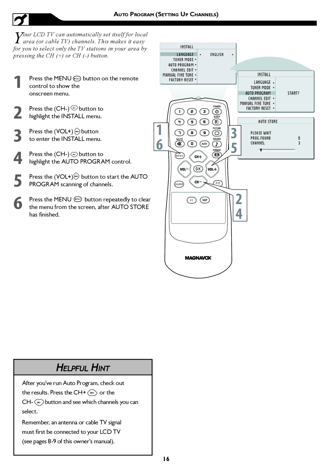 Magnavox 15MF/20MF owner manual Install Language 