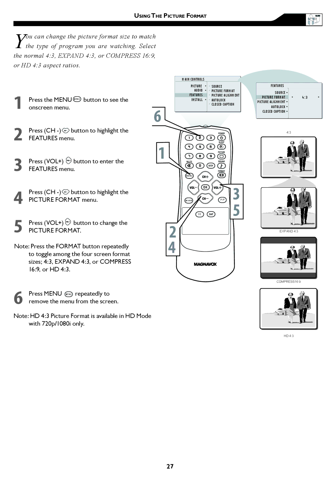 Magnavox 15MF/20MF owner manual Picture Format 