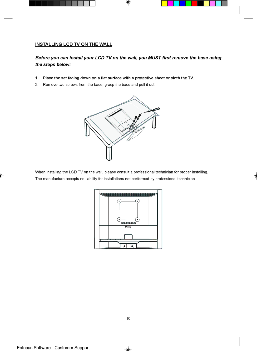 Magnavox 15MF400T/37 Series manual Installing LCD TV on the Wall 