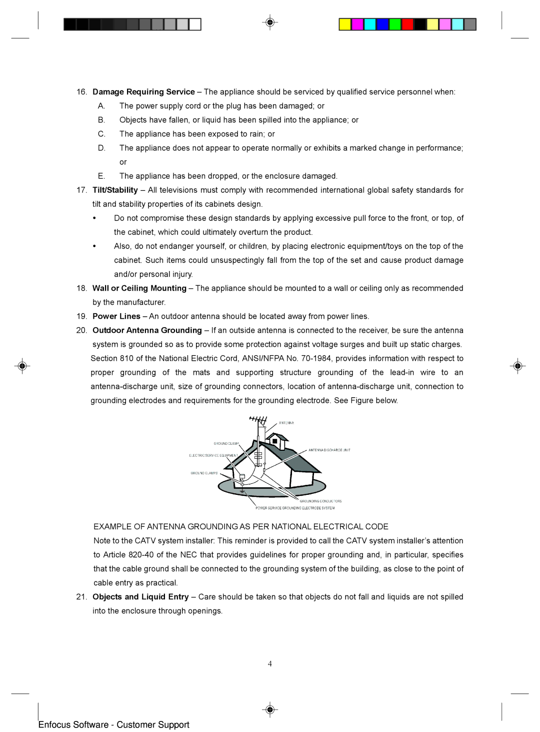 Magnavox 15MF400T/37 Series manual Example of Antenna Grounding AS PER National Electrical Code 