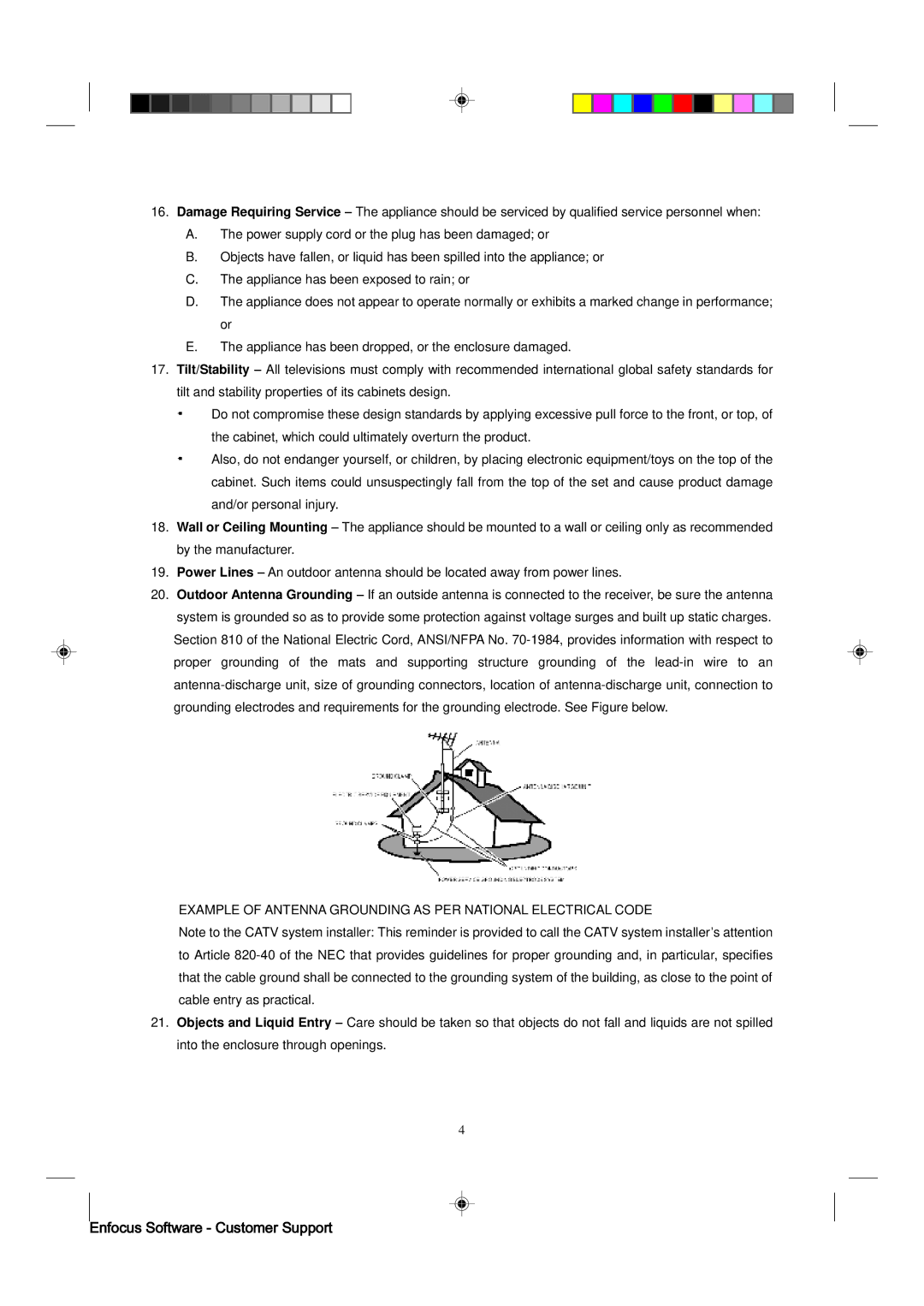 Magnavox 15MF400T/37 manual Example of Antenna Grounding AS PER National Electrical Code 