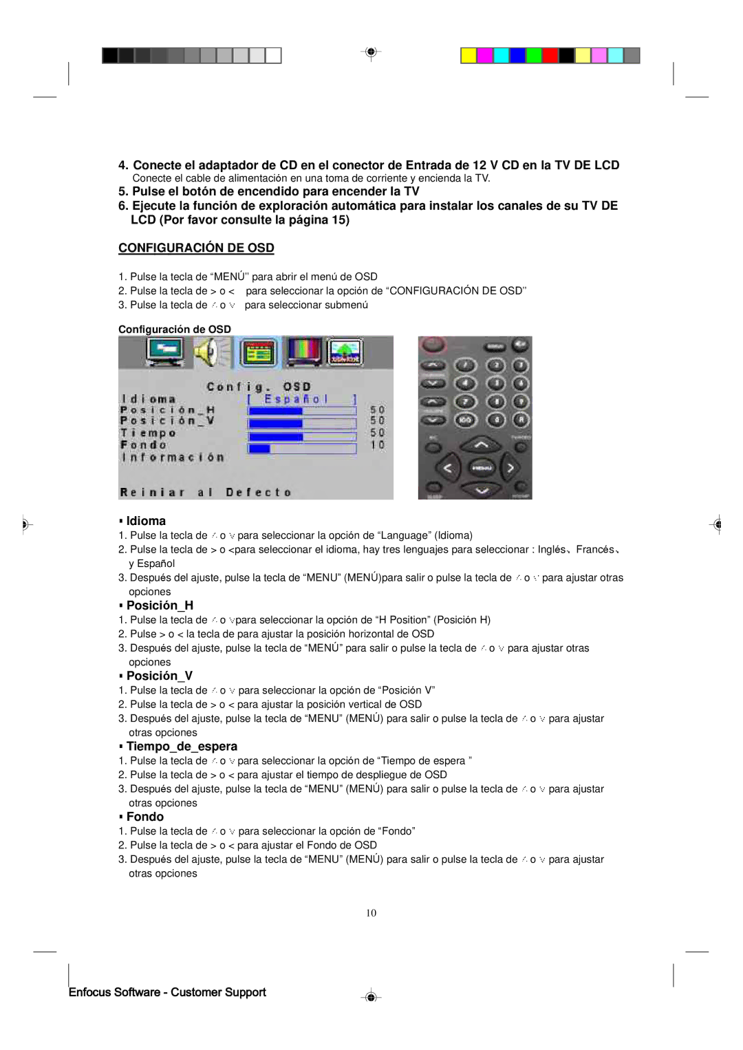 Magnavox 15MF400T/37 manual Configuración DE OSD 