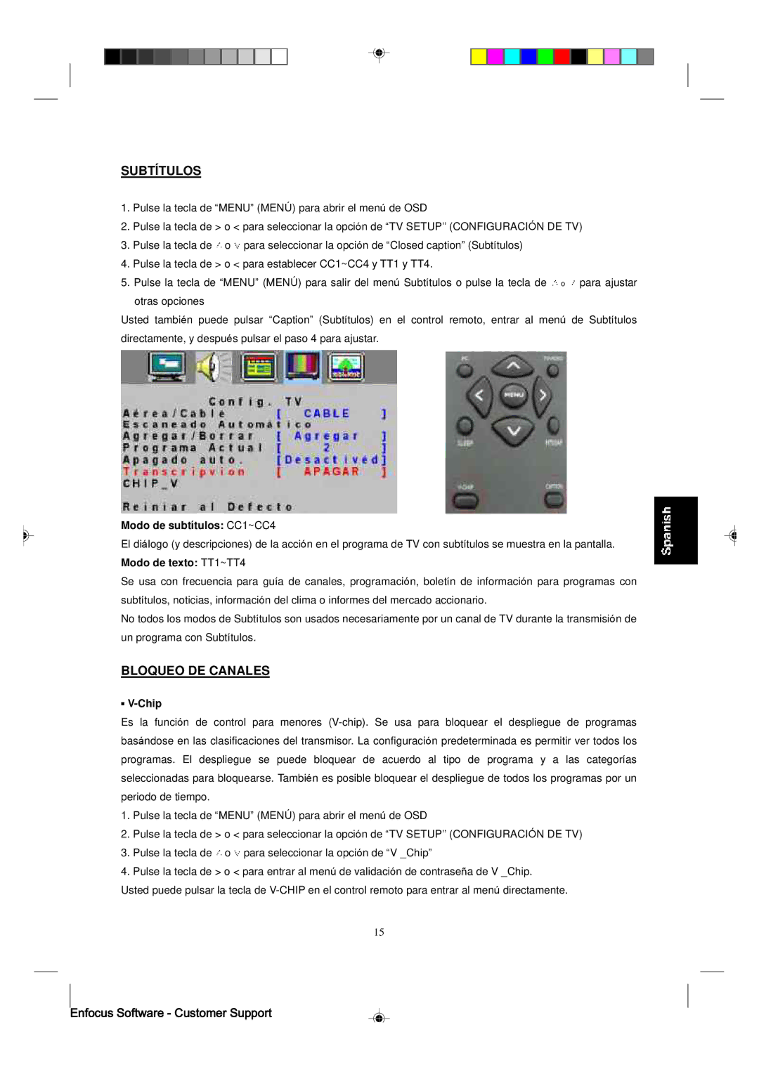 Magnavox 15MF400T/37 manual Subtítulos, Bloqueo DE Canales, Modo de subtítulos CC1~CC4 