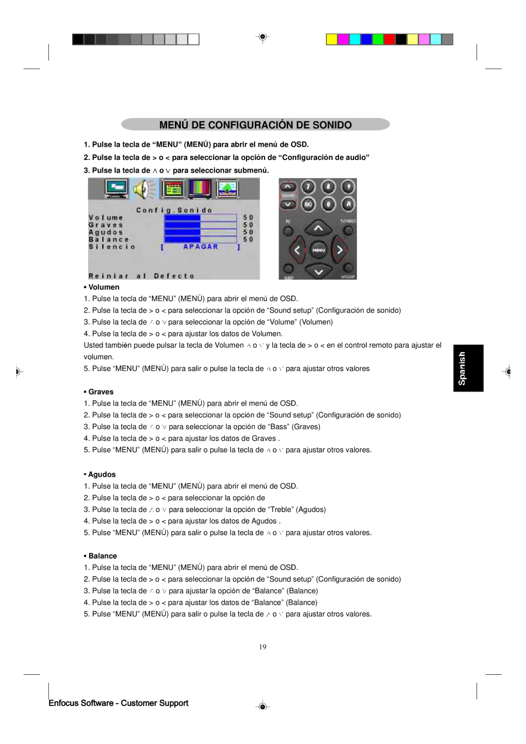 Magnavox 15MF400T/37 manual Menú DE Configuración DE Sonido, Agudos 