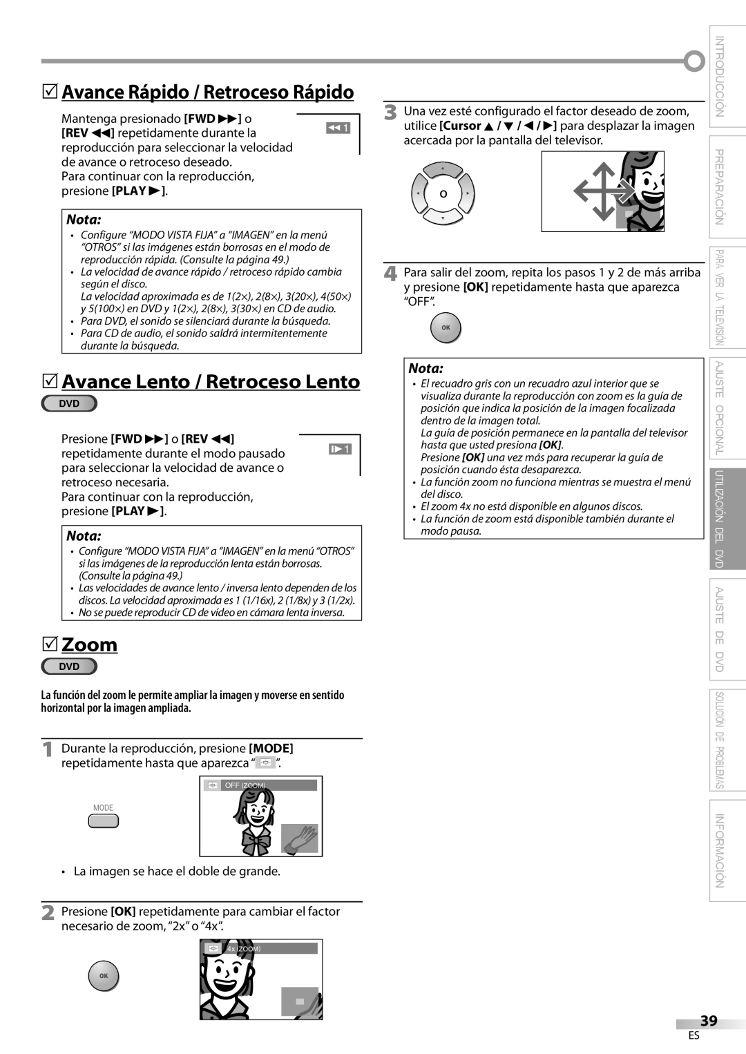 Magnavox 19MD359B user manual Acercada por la pantalla del televisor, Presione OK repetidamente hasta que aparezca OFF 