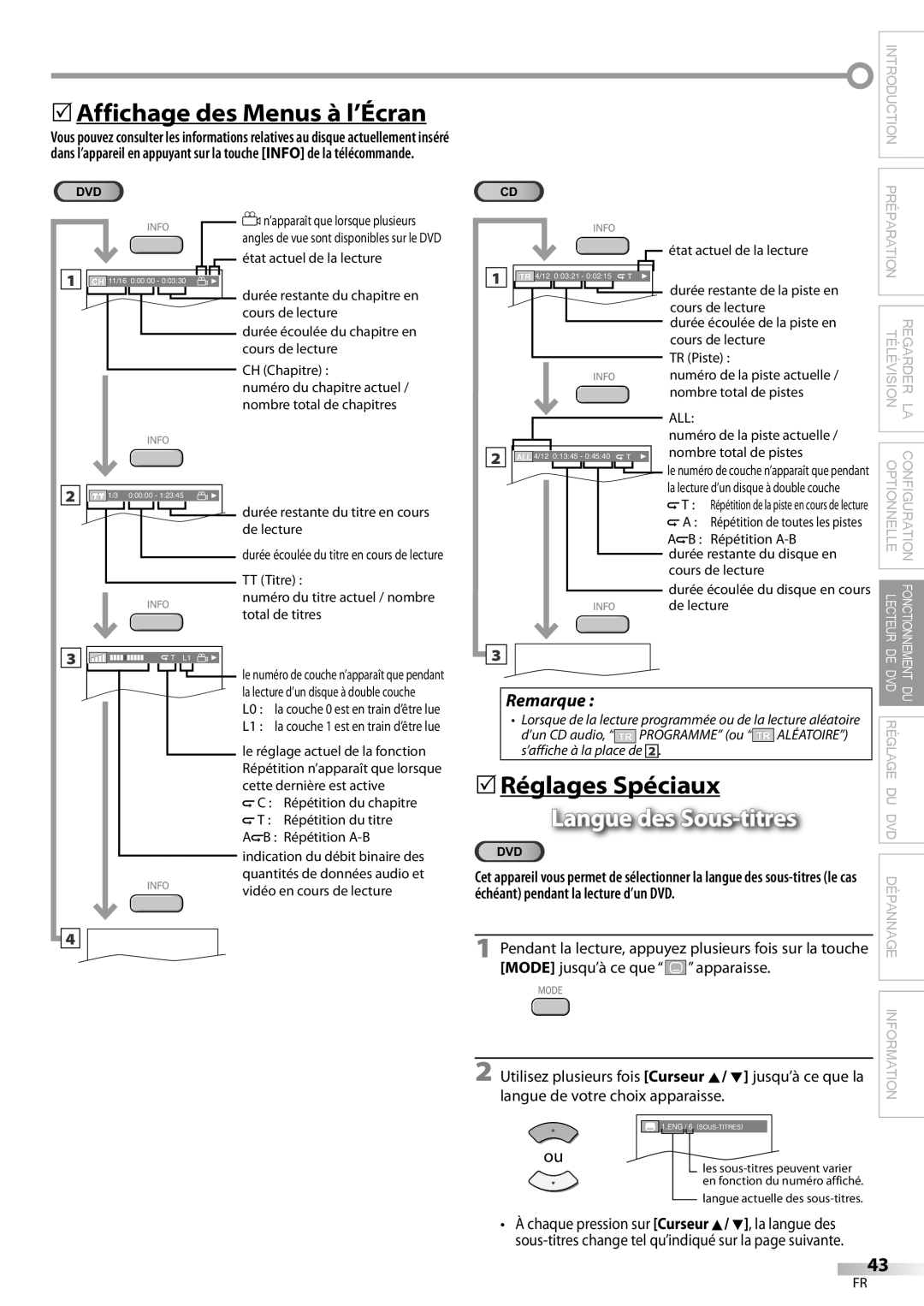 Magnavox 19MD359B 5Affichage des Menus à l’Écran, Mode jusqu’à ce que Apparaisse, Langue de votre choix apparaisse 