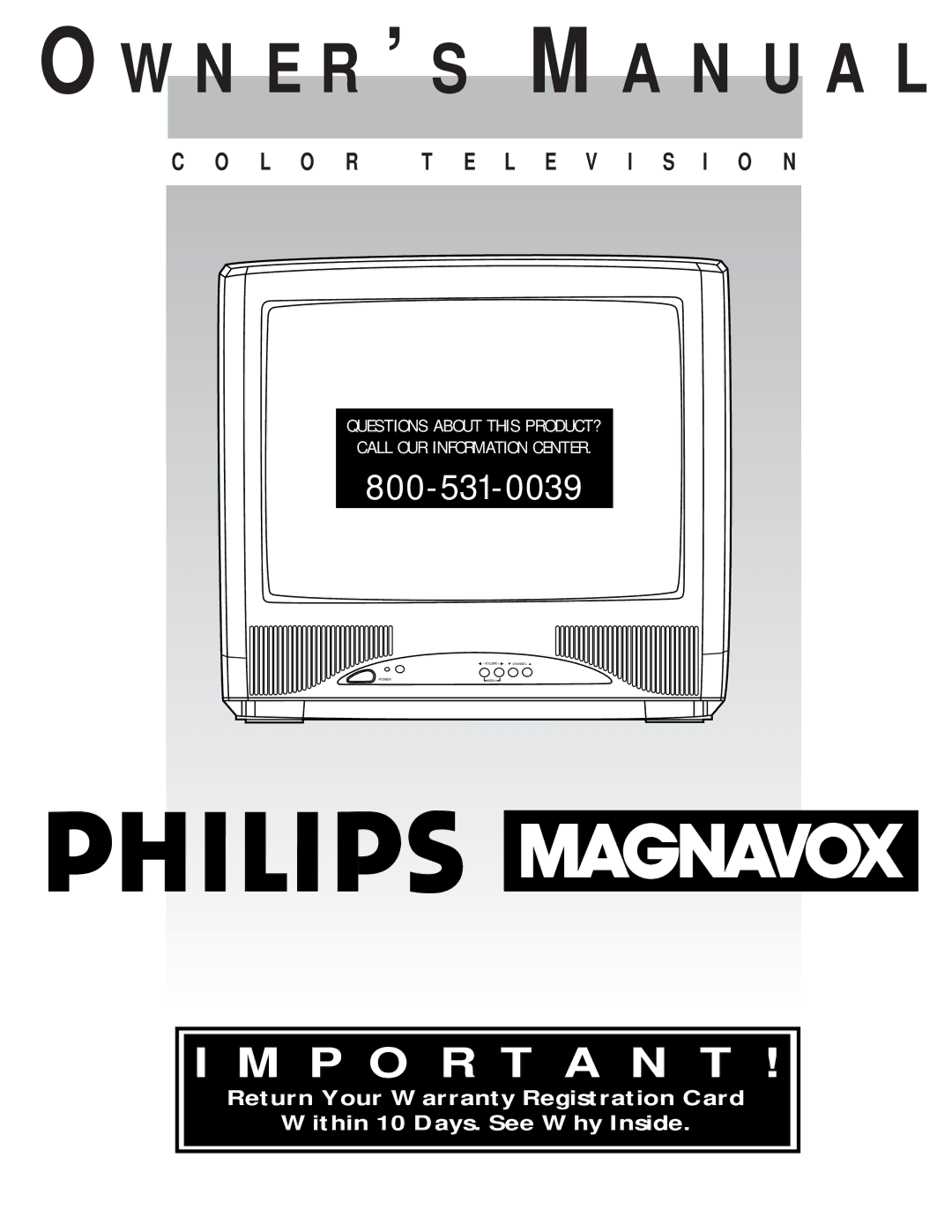 Magnavox 19PR15C warranty N E R ’ S M a N U a L 