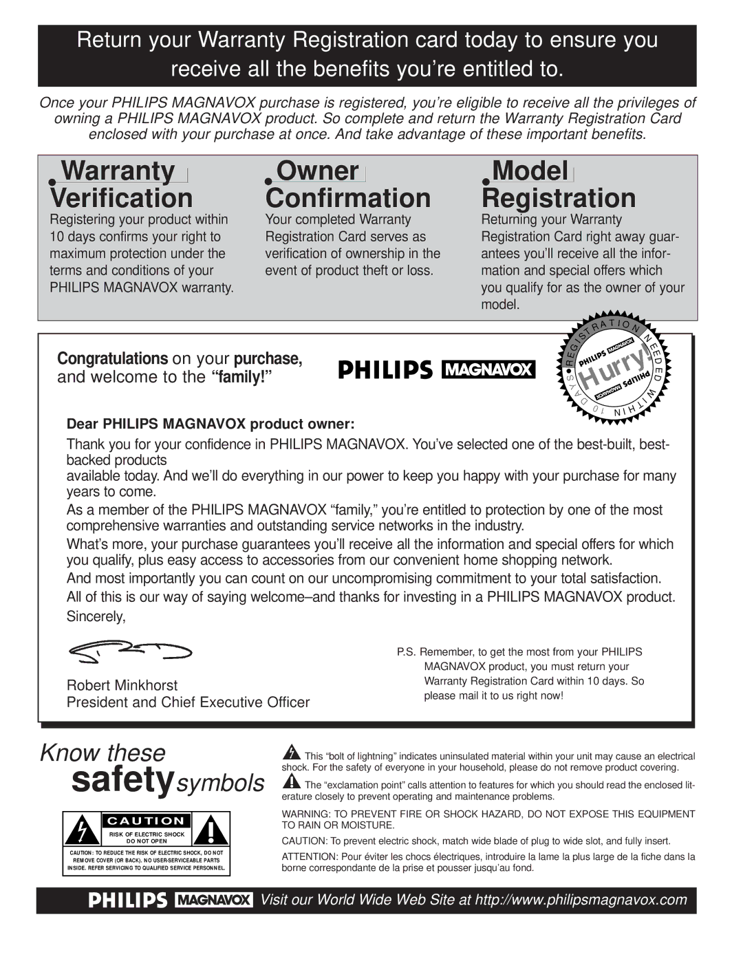 Magnavox 19PR15C warranty Warranty Verification 