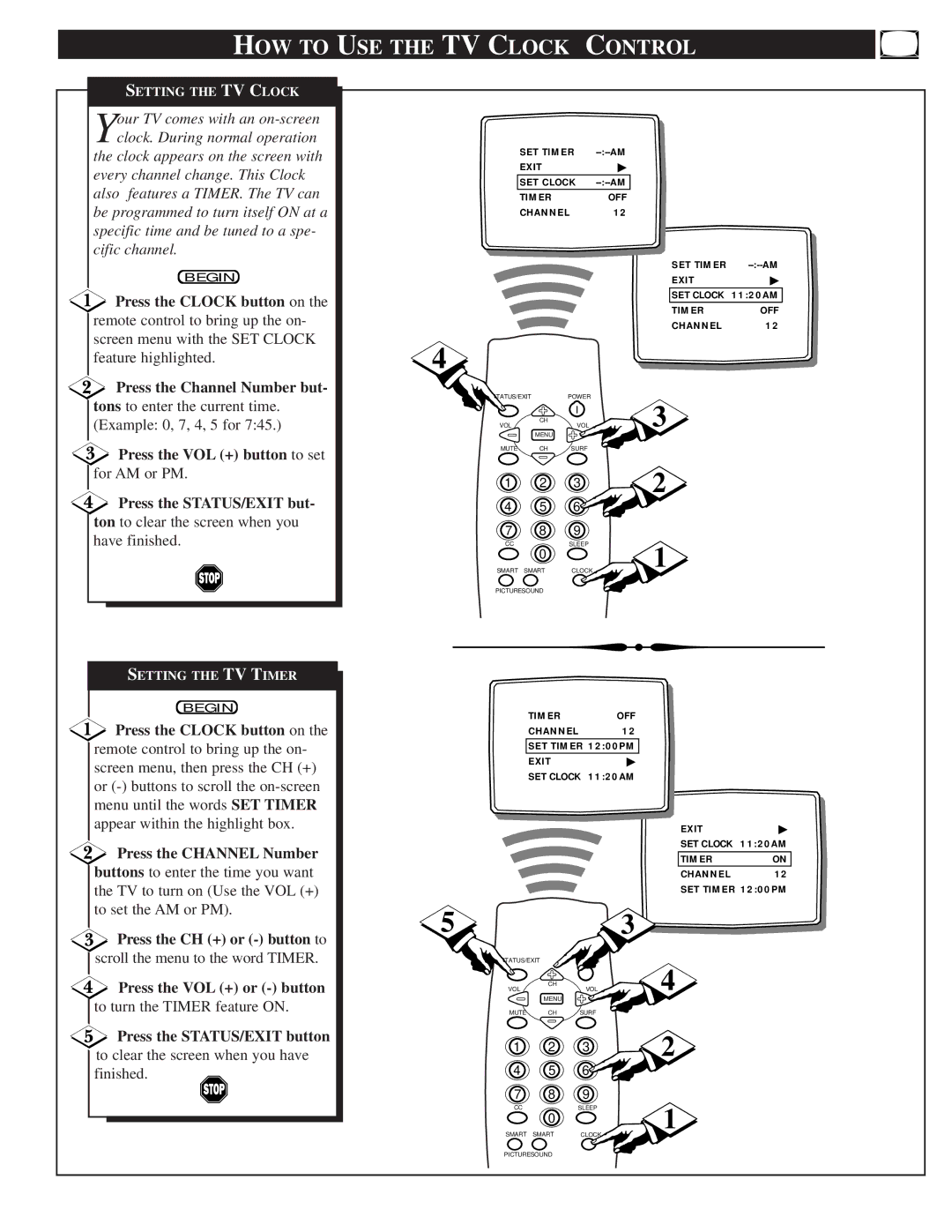 Magnavox 19PR15C warranty HOW to USE the TV Clock Control 