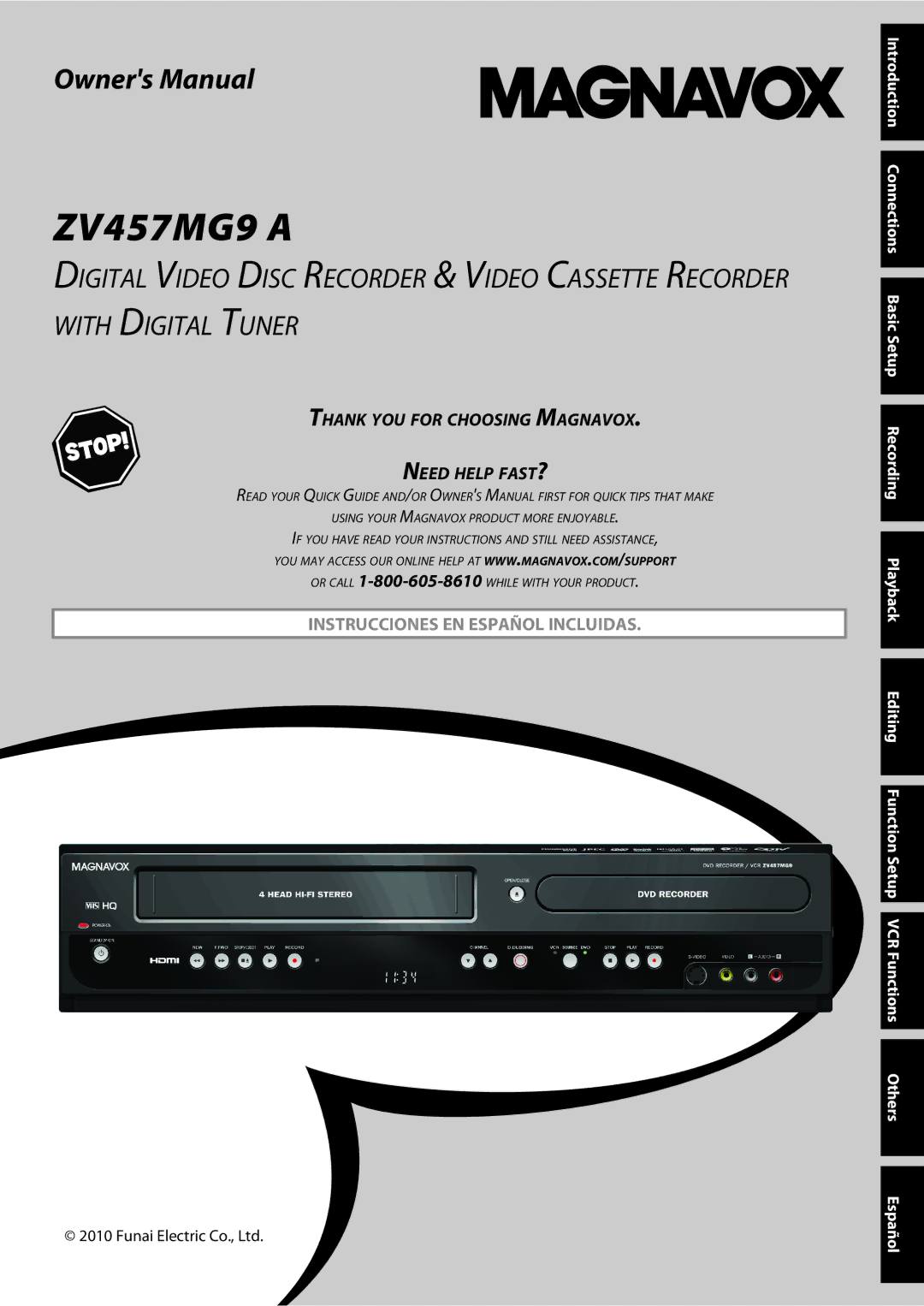 Magnavox 1VMN26713A owner manual ZV457MG9 a 