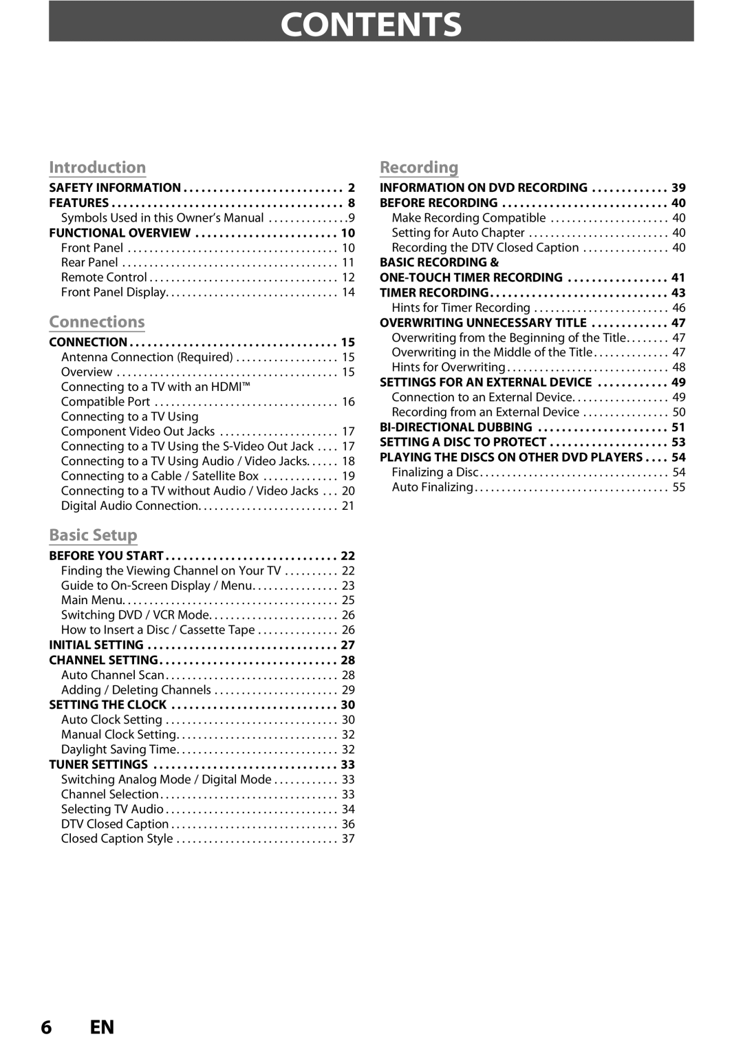 Magnavox 1VMN26713A owner manual Contents 