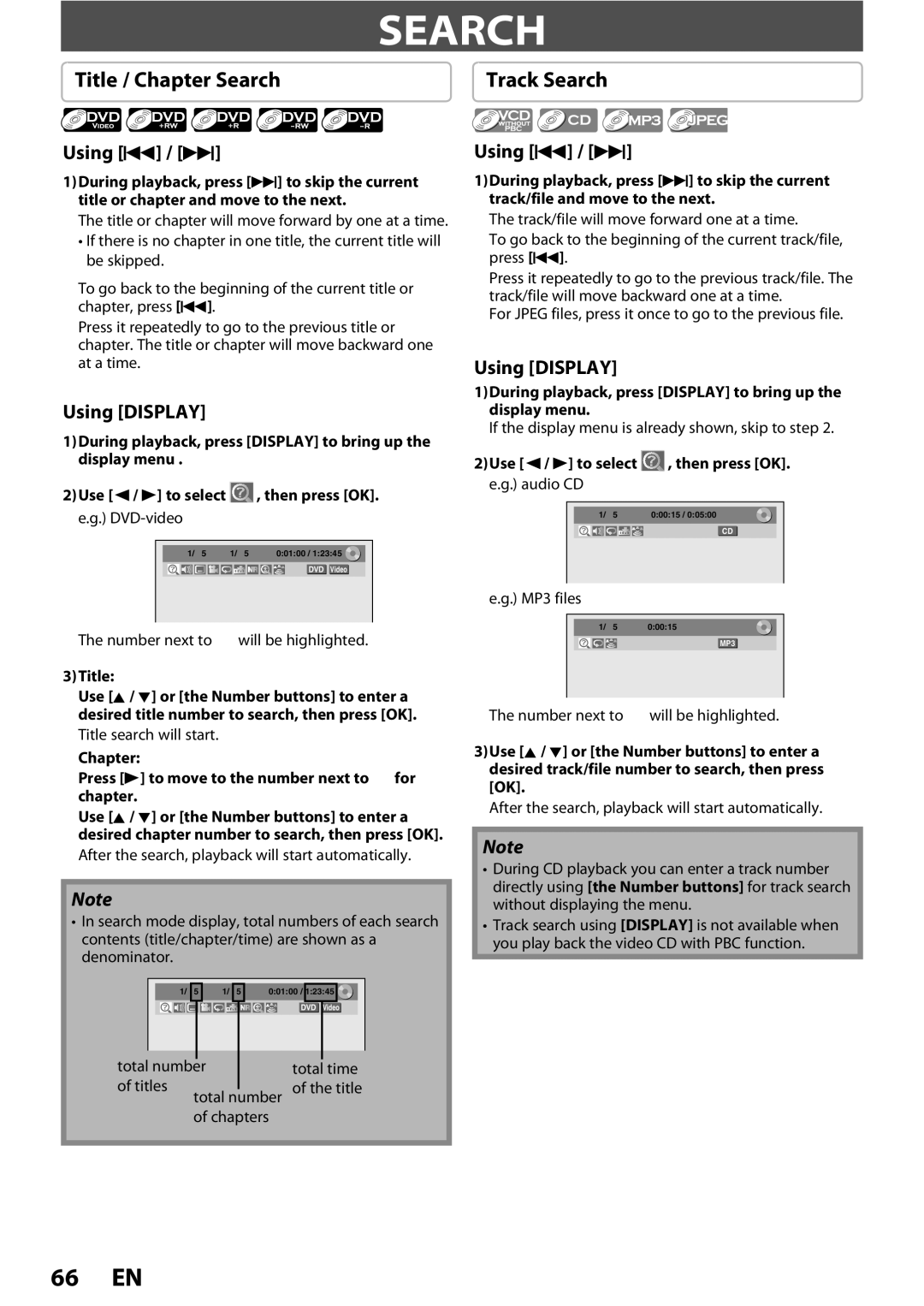 Magnavox 1VMN26713A owner manual Title / Chapter Search, Using H / G, Using Display 