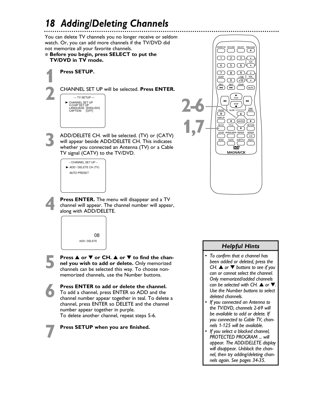 Magnavox 20MDRF20 owner manual Helpful Hints 