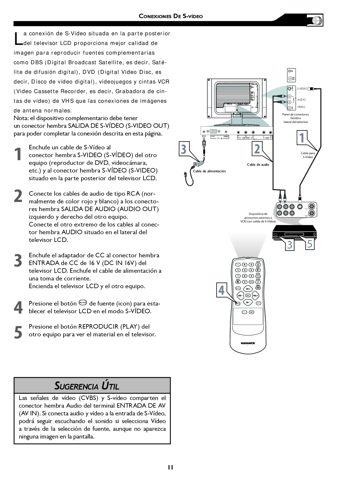 Magnavox 15MF, 20MF manual Nota el dispositivo complementario debe tener 