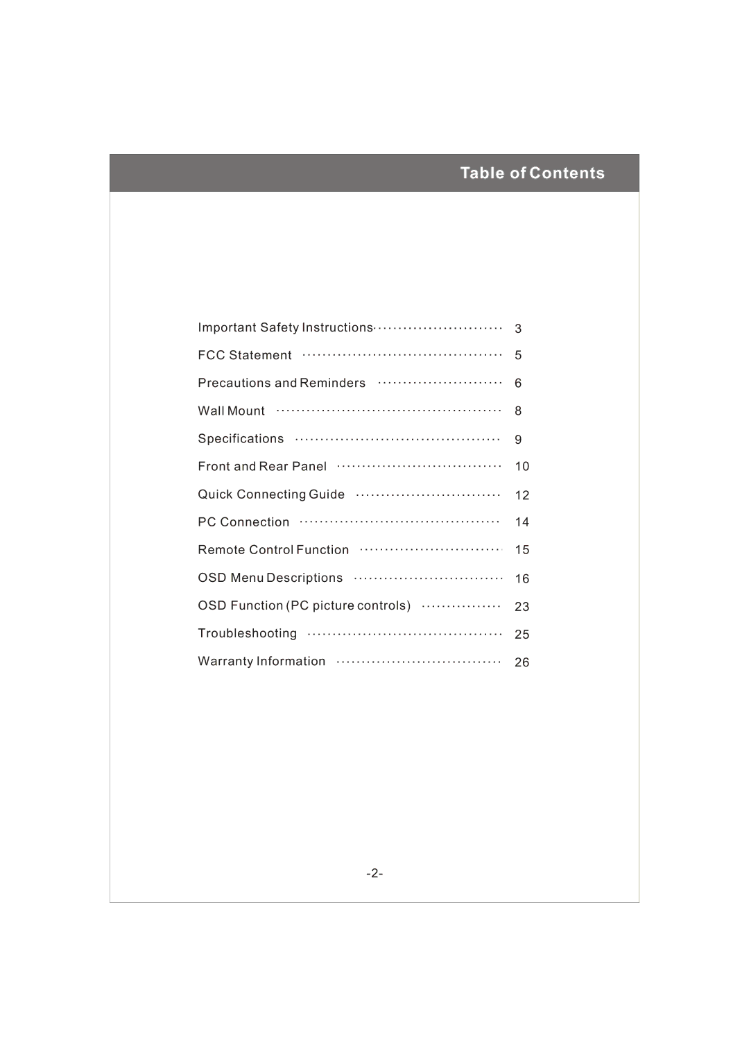 Magnavox 20MF200V owner manual Table of Contents 