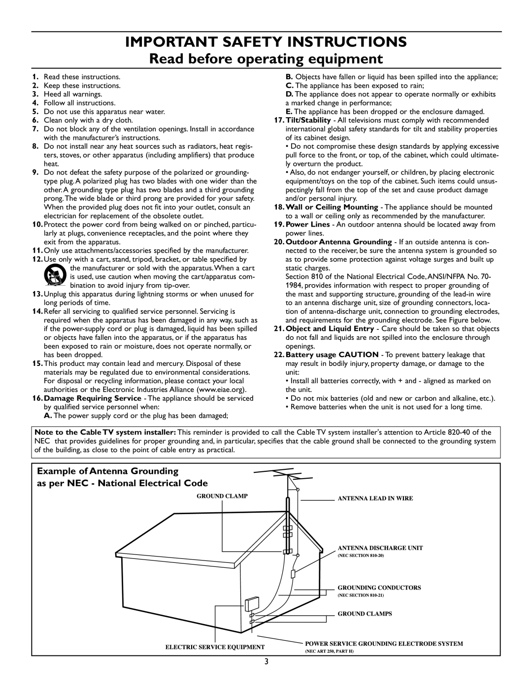 Magnavox 20MS334R owner manual Important Safety Instructions 