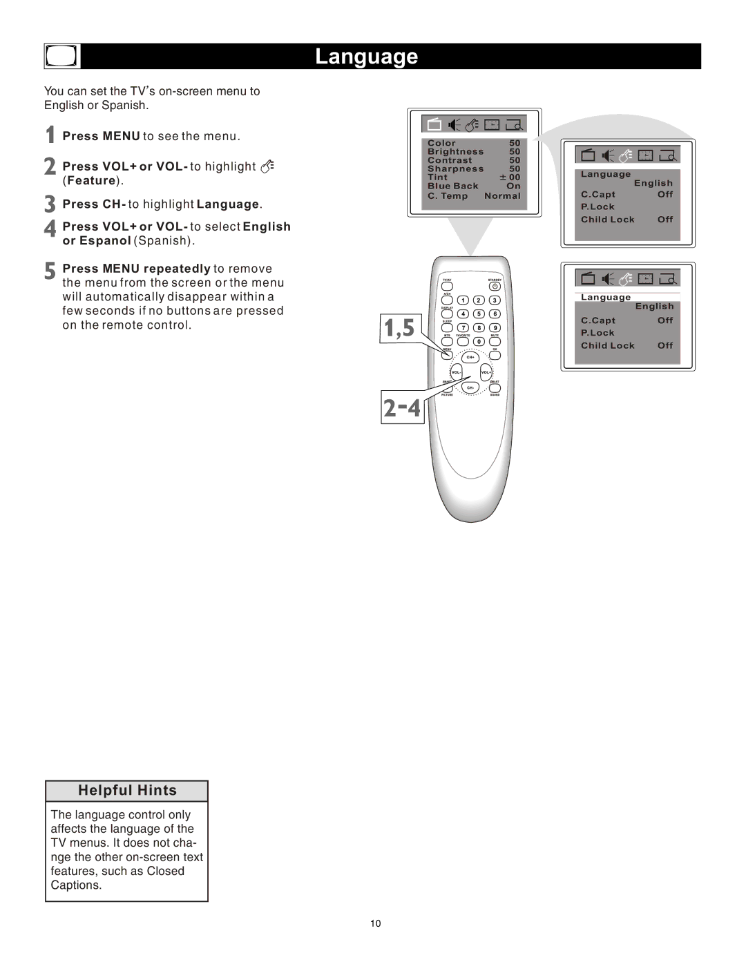 Magnavox 20MS3442/17 owner manual Language 