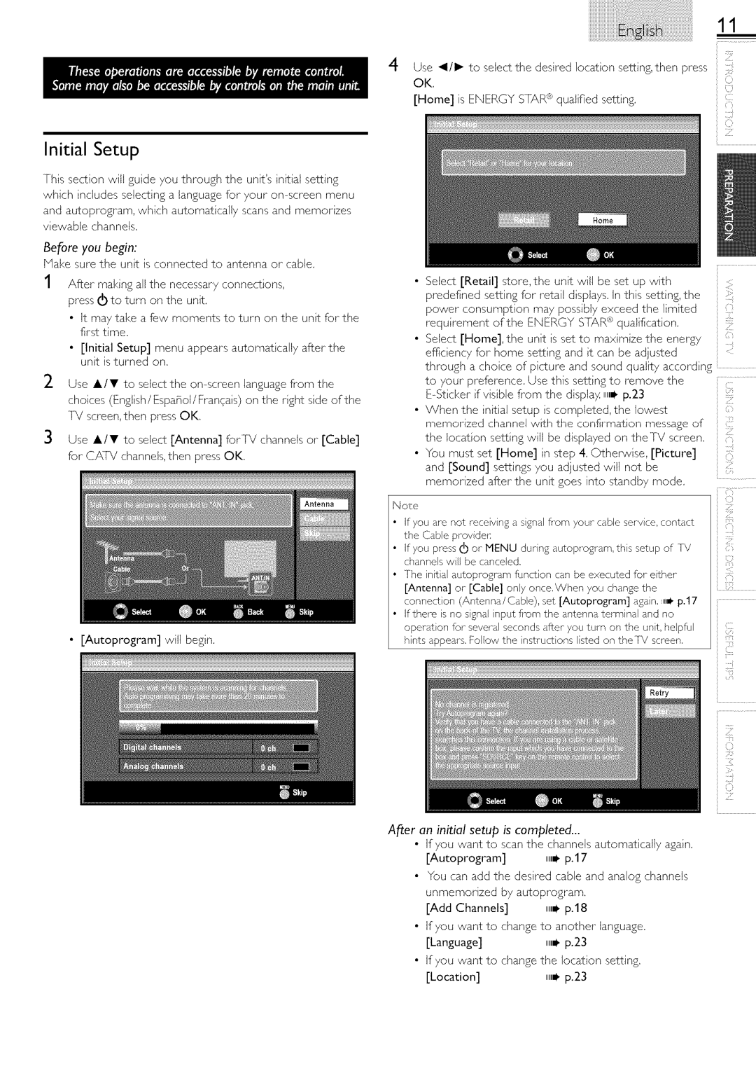 Magnavox 19ME601B, 22ME601B owner manual Initial Setup, Before you begin, After an initial setup is completed 