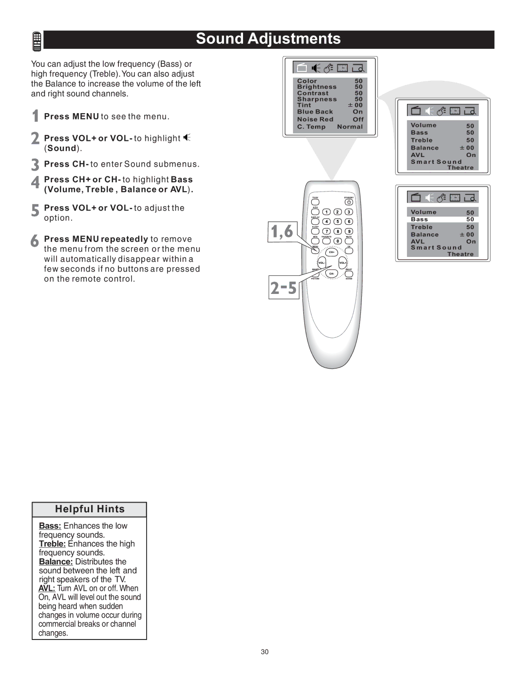 Magnavox 23MT2336/17 manual Sound Adjustments 